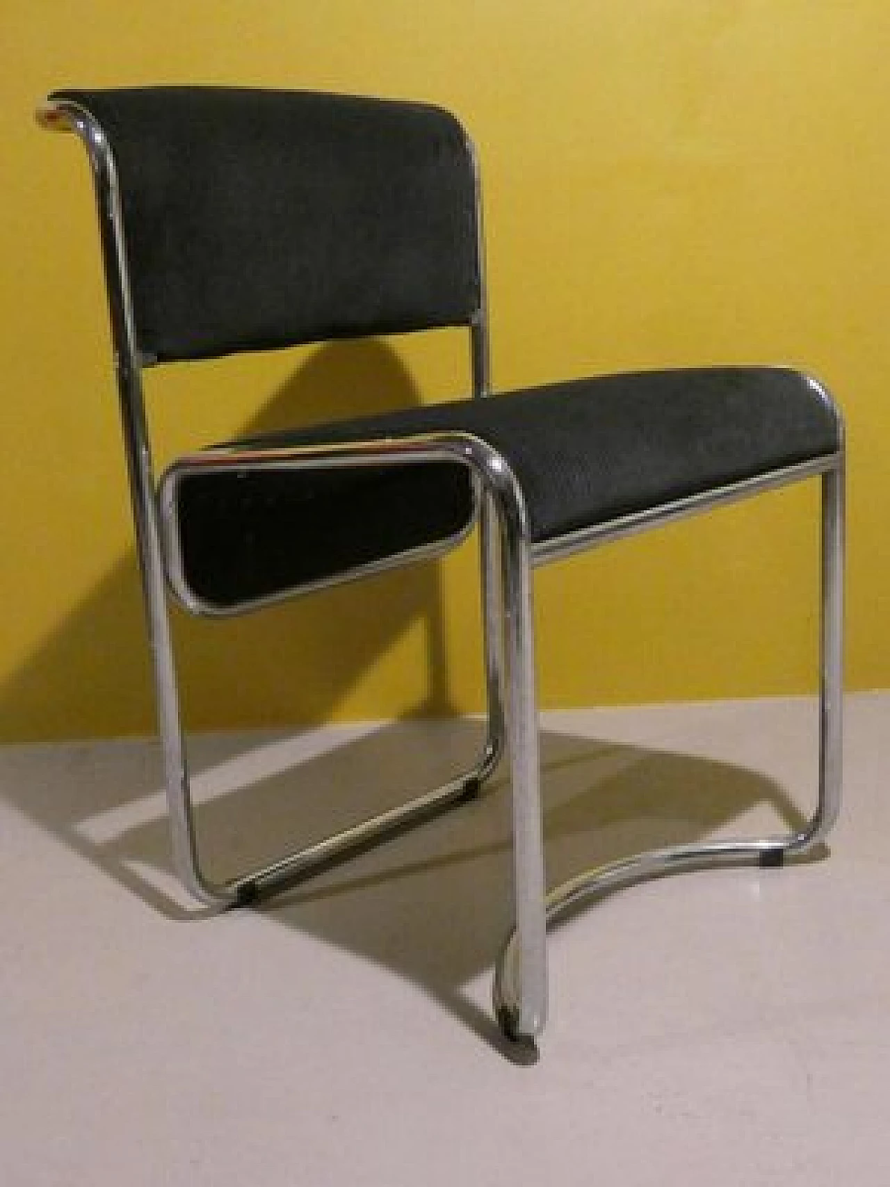 4 Chairs in steel and gray corduroy, 1970s 12