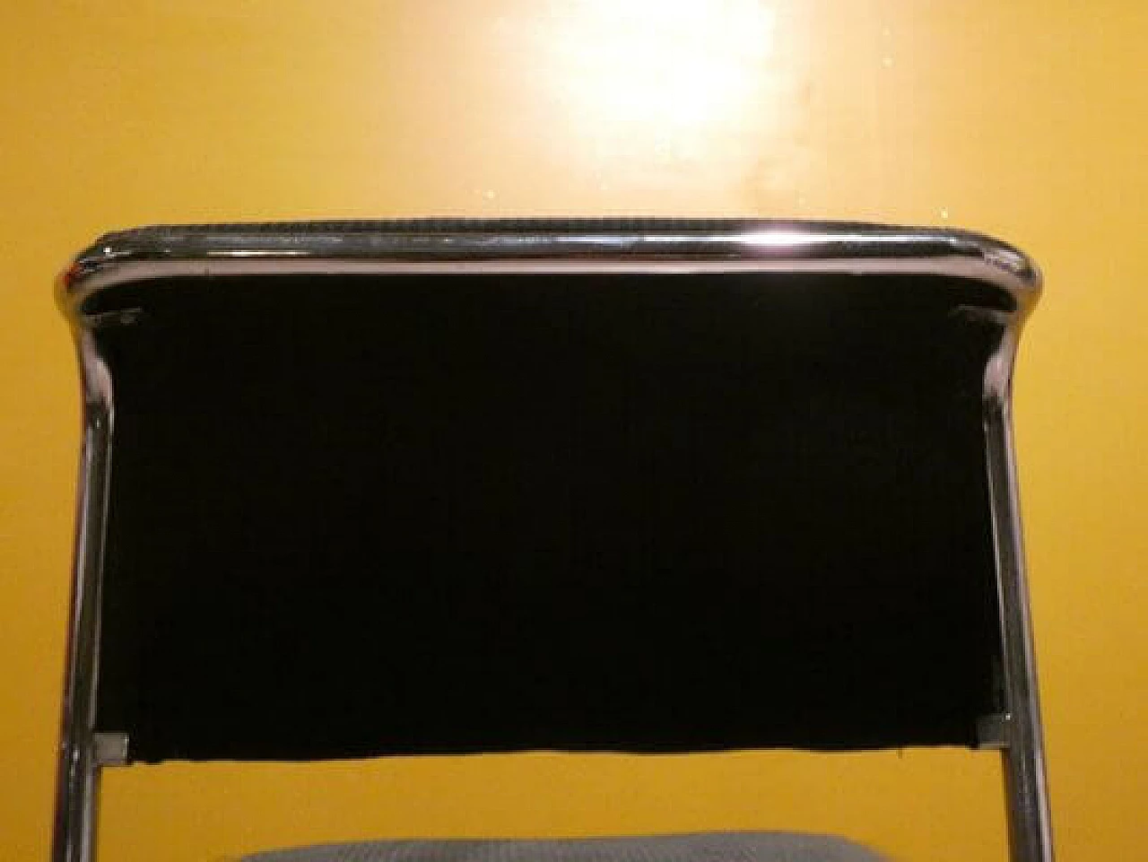 4 Chairs in steel and gray corduroy, 1970s 13