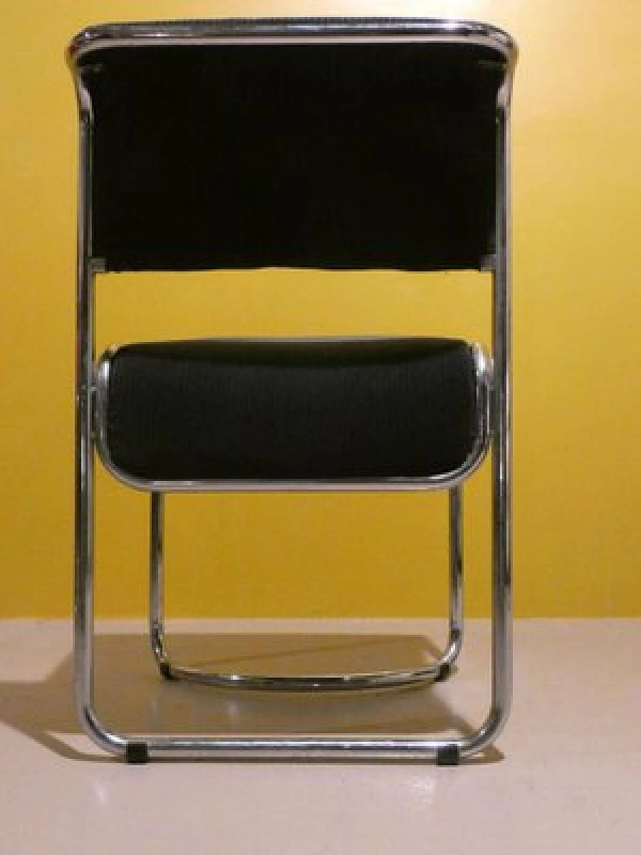 4 Chairs in steel and gray corduroy, 1970s 14