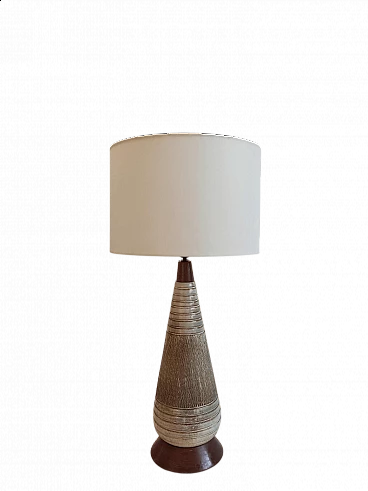 Danish ceramic and wood table lamp, 1970s