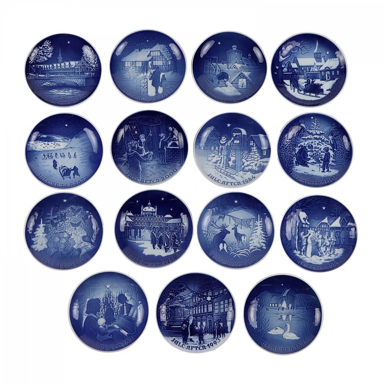 15 blue and white porcelain plates by Bing & Grøndahl 1