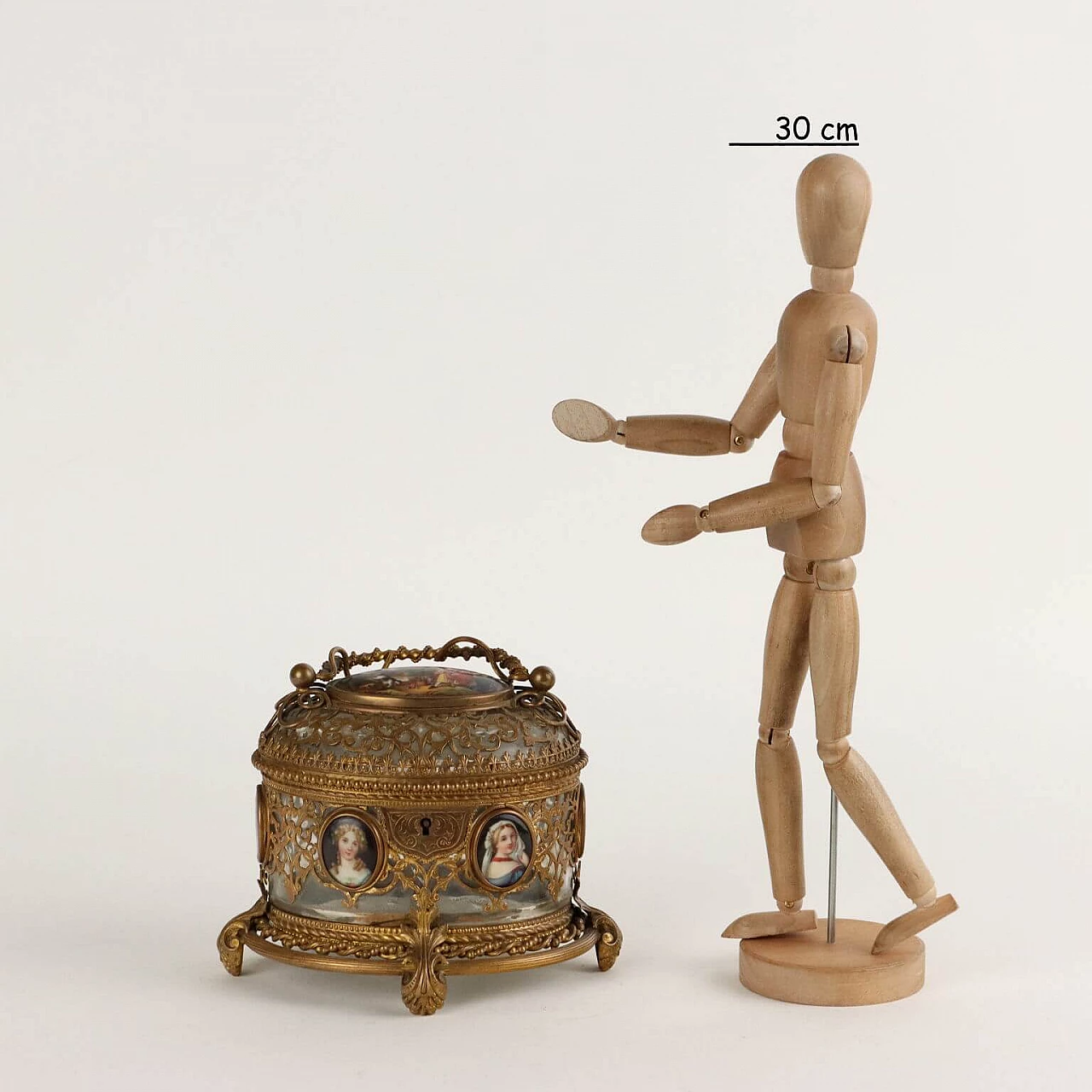 Bronze and glass jewellery box with painted porcelain, mid-19th century 2