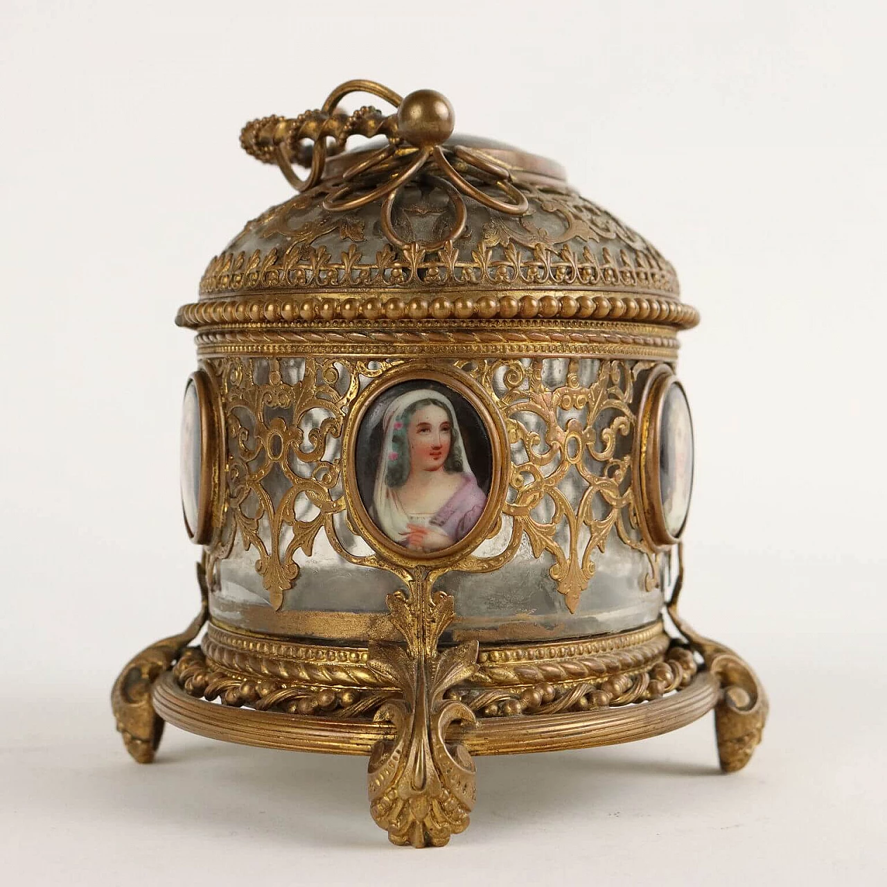 Bronze and glass jewellery box with painted porcelain, mid-19th century 5