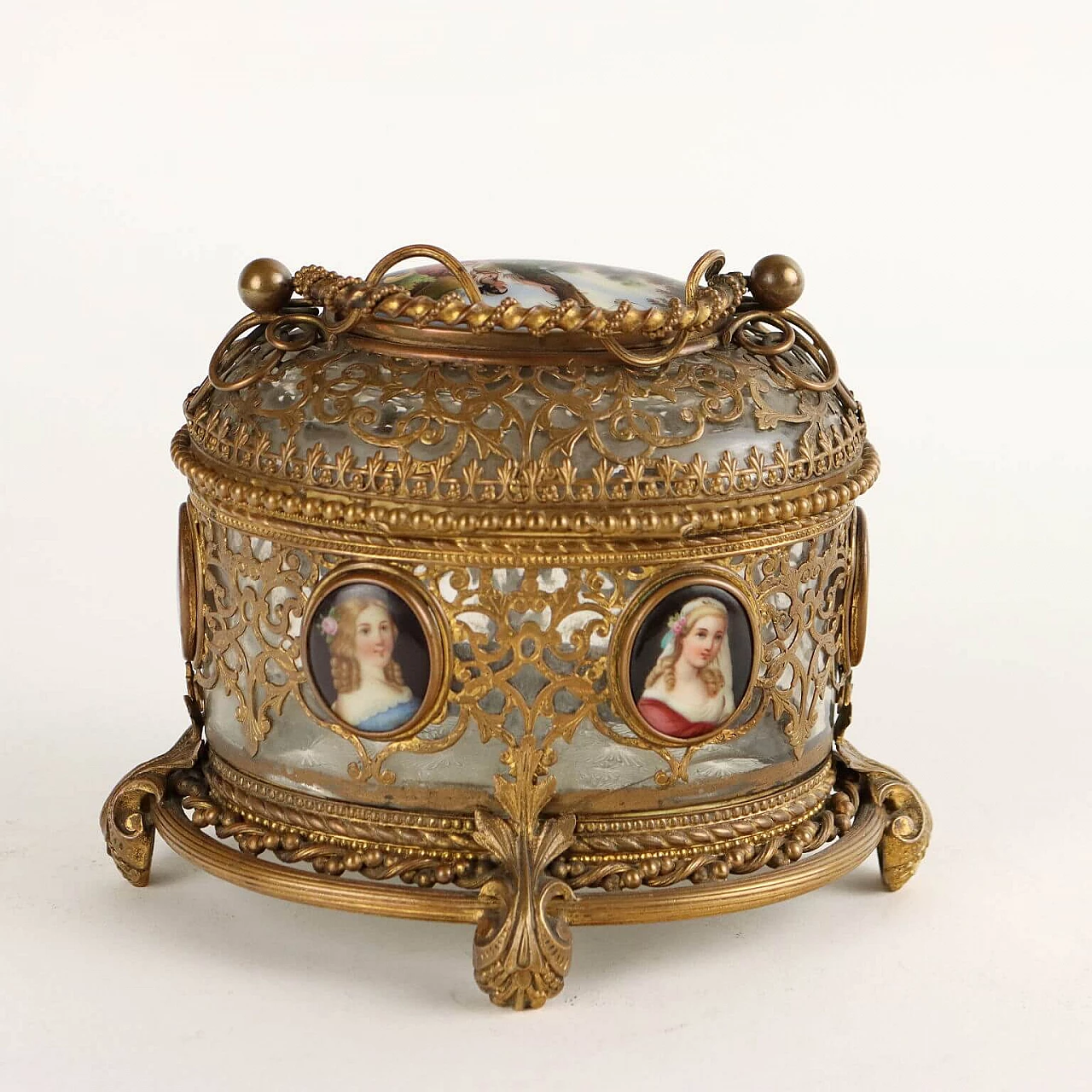 Bronze and glass jewellery box with painted porcelain, mid-19th century 6