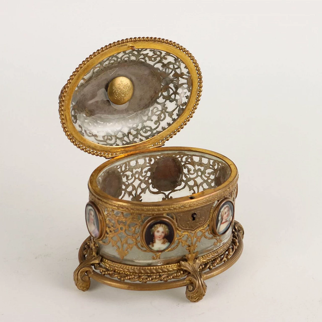 Bronze and glass jewellery box with painted porcelain, mid-19th century 9