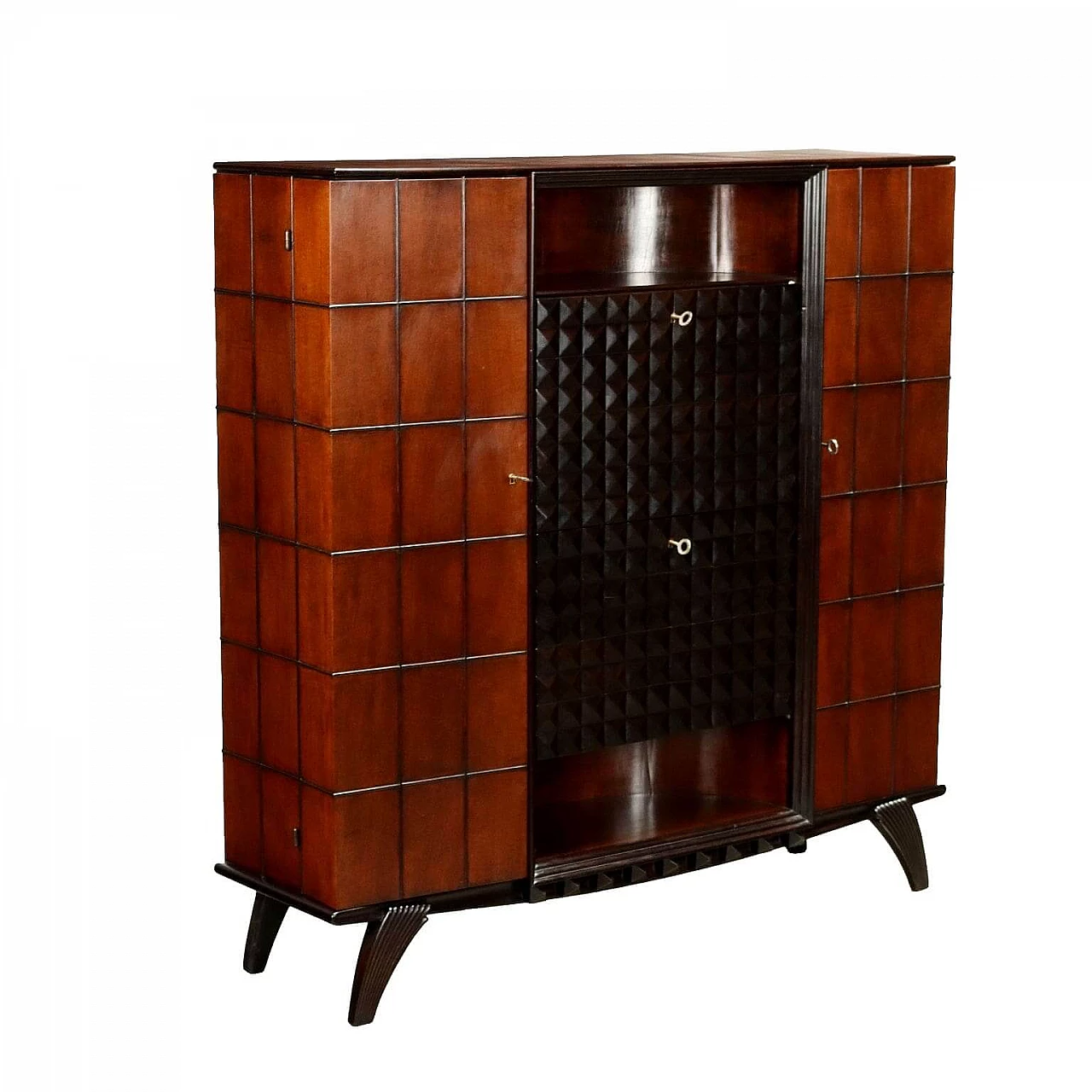 Bar cabinet in walnut veneer and ebony-stained solid wood, 1950s 1