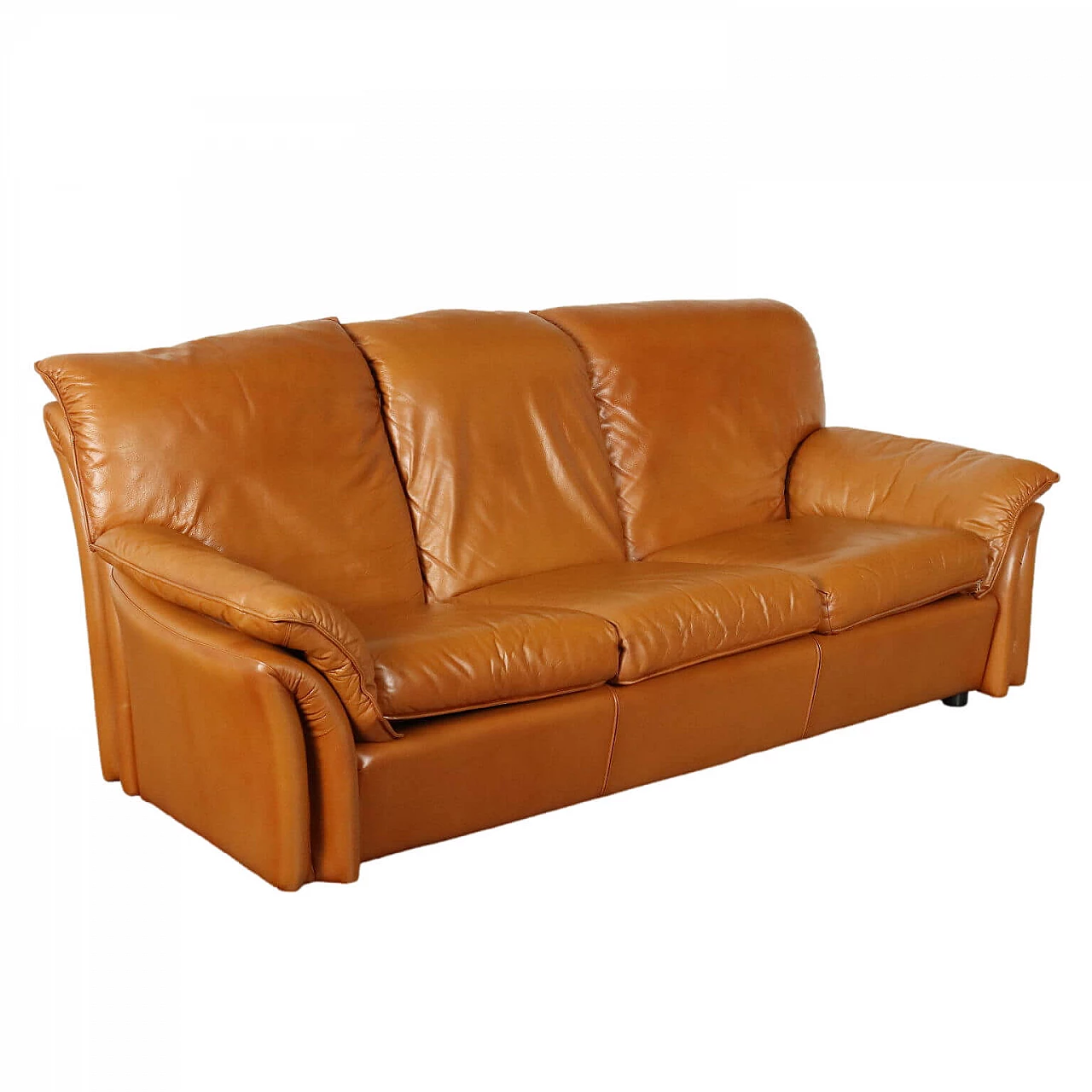 Three-seater leather sofa, 1980s 1