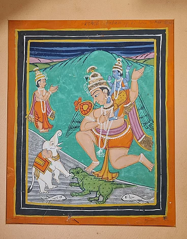 Divinità indiana, dipinto a guazzo su carta, ultimo quarto dell'800