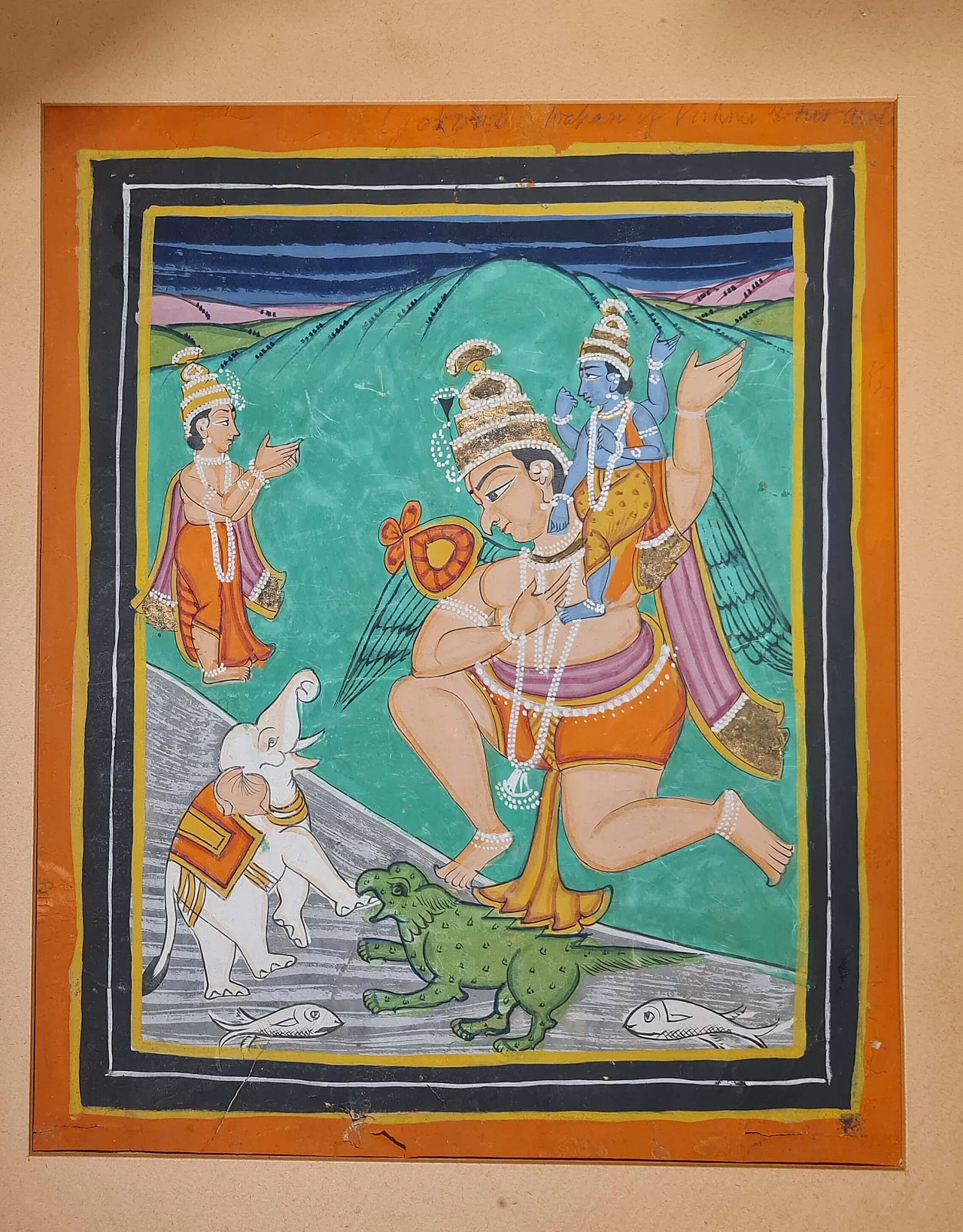 Divinità indiana, dipinto a guazzo su carta, ultimo quarto dell'800 9