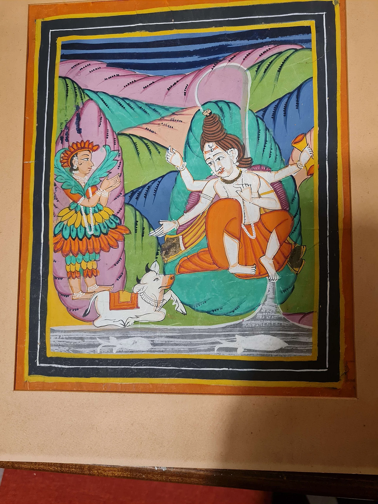 Dipinto a guazzo raffigurante divinità indiana, fine '800 2