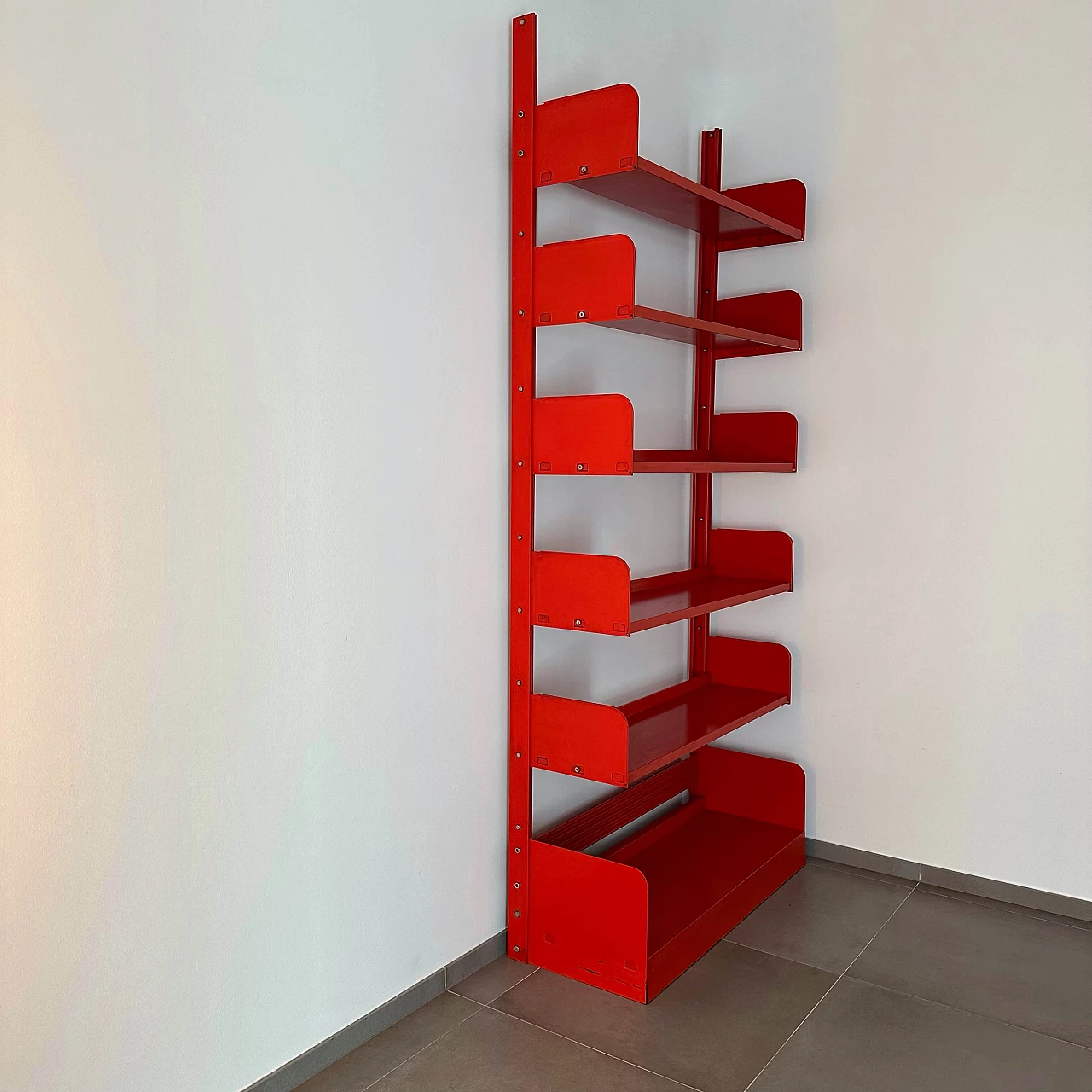 Red metal bookcase Congresso by Lips Vago, 1968 7