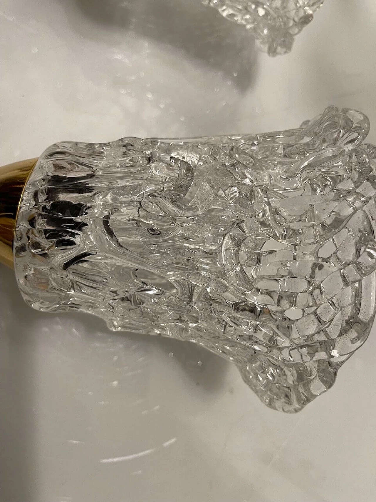 Pair of Murano glass and brass wall lights, 1980s 3