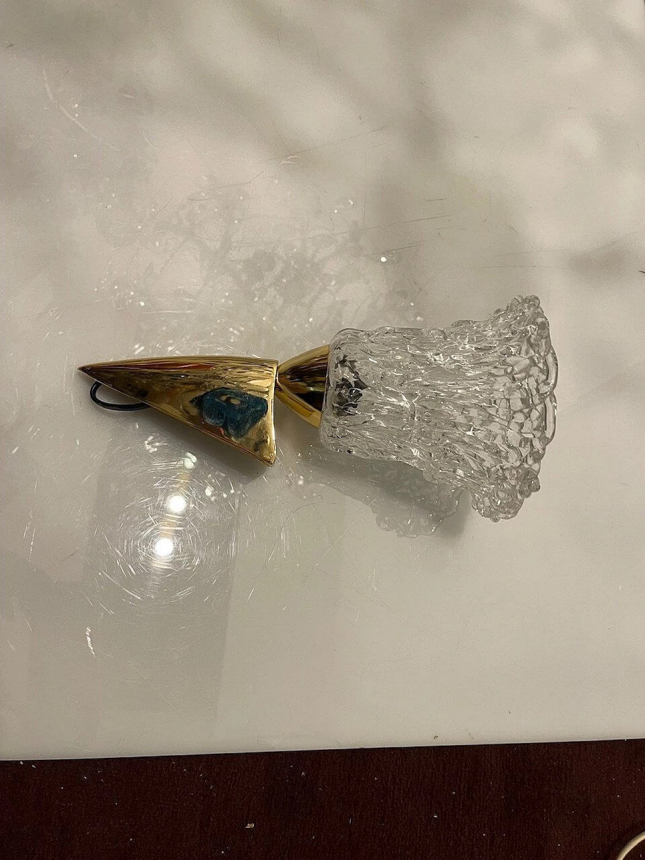 Pair of Murano glass and brass wall lights, 1980s 7