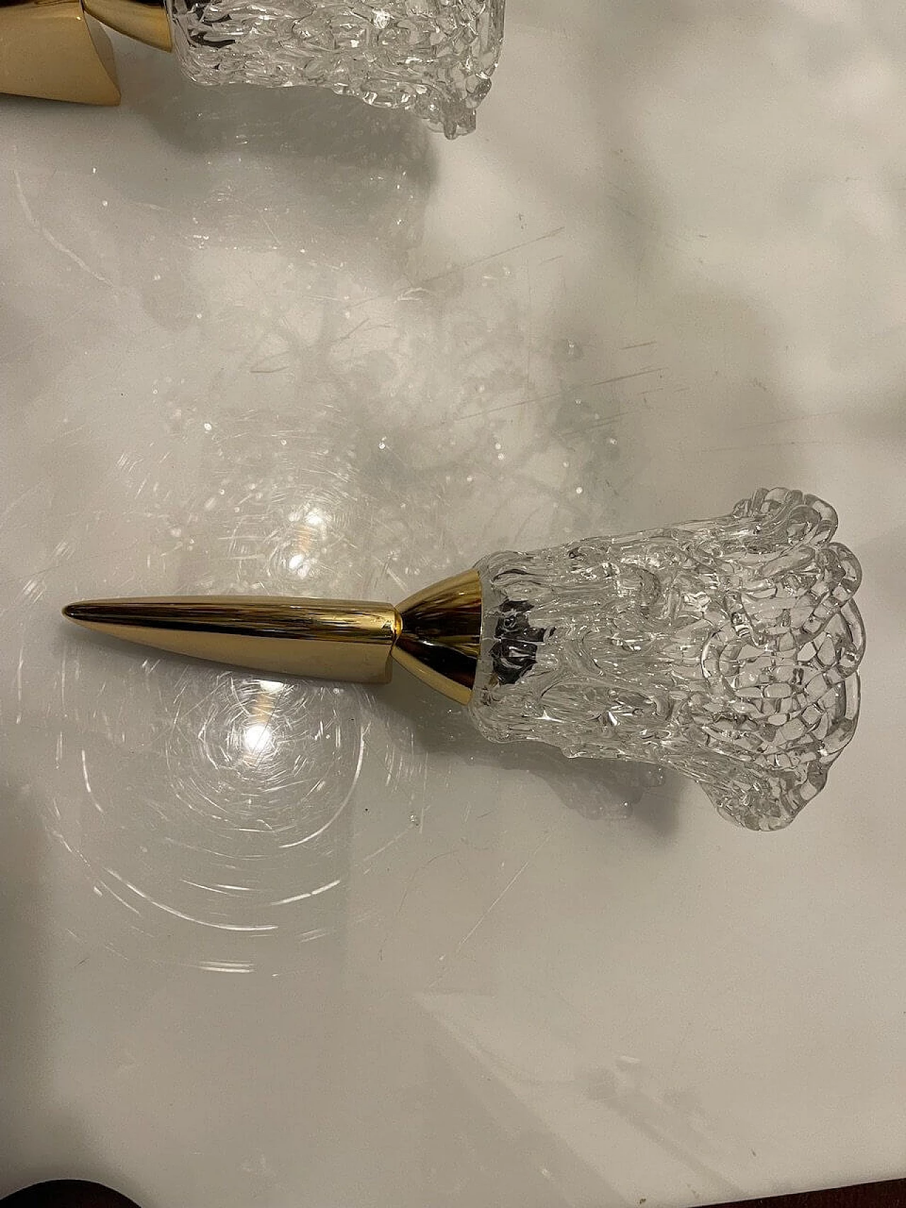 Pair of Murano glass and brass wall lights, 1980s 8