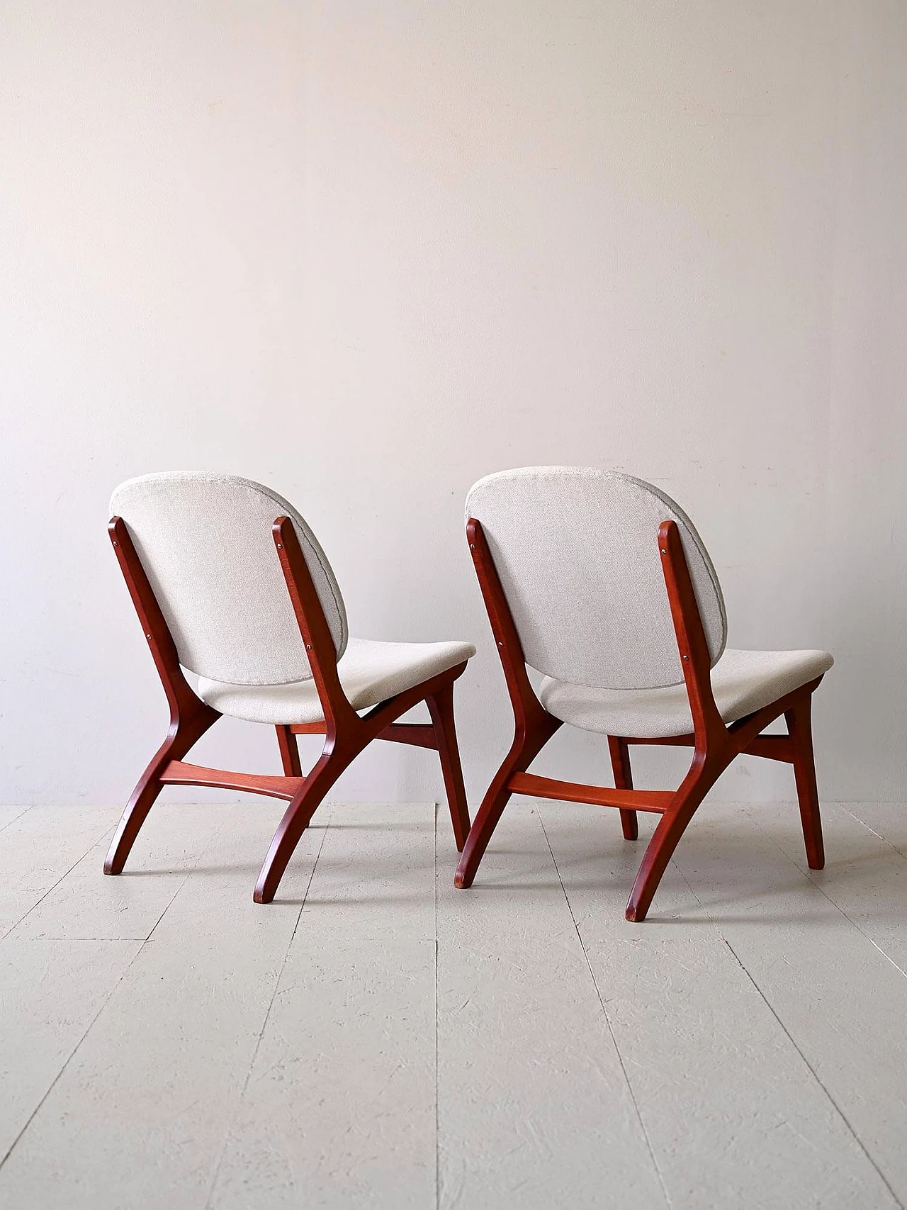 Pair of wood and fabric armchairs by Carl Edward Matthes, 1950s 4