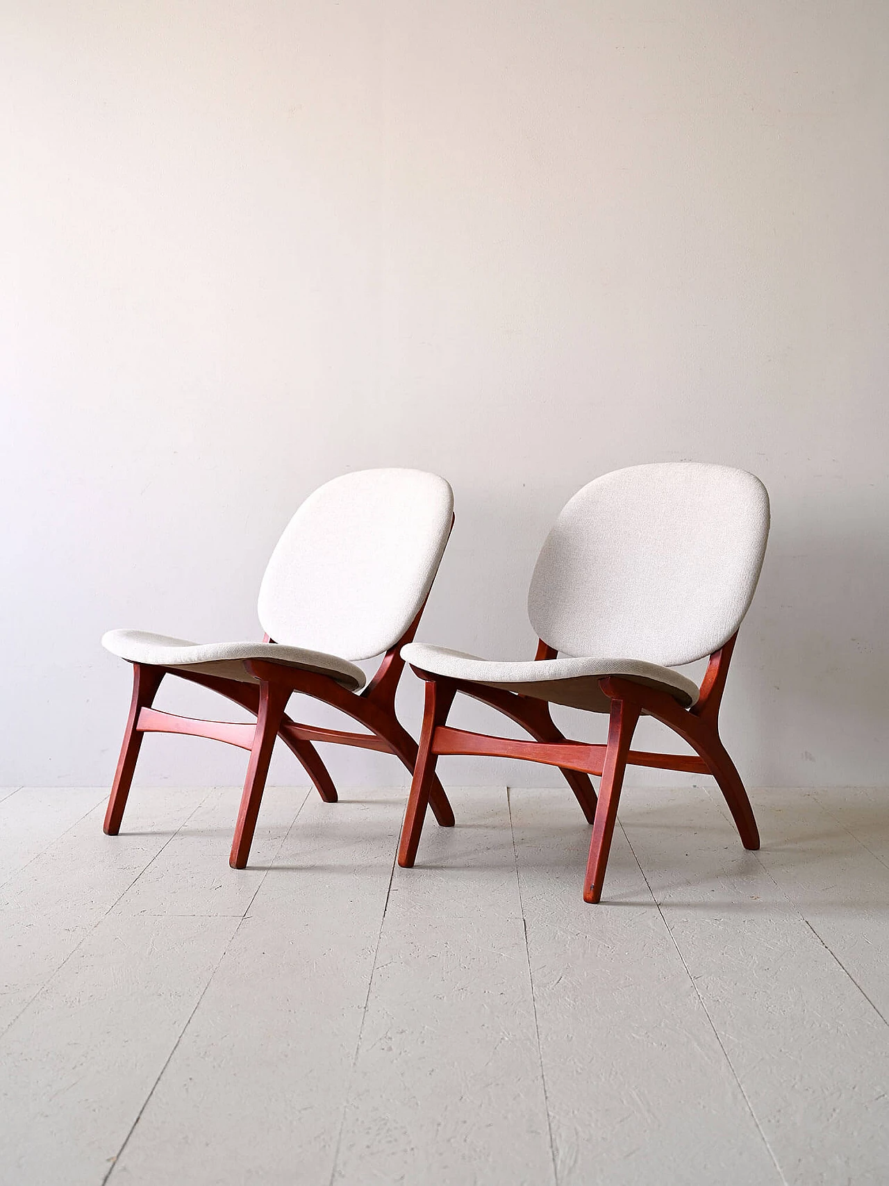 Pair of wood and fabric armchairs by Carl Edward Matthes, 1950s 6