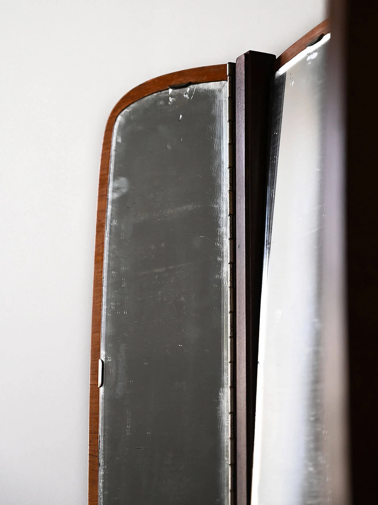 Scandinavian wood vanity table with folding mirror, 1960s 9