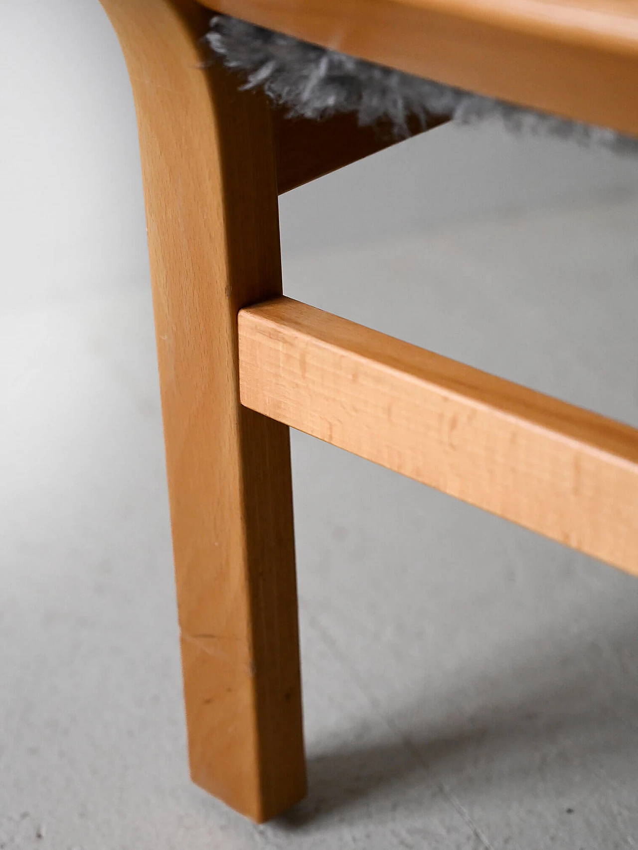 Pair of Scandinavian wood and long pile fabric stools, 1960s 7