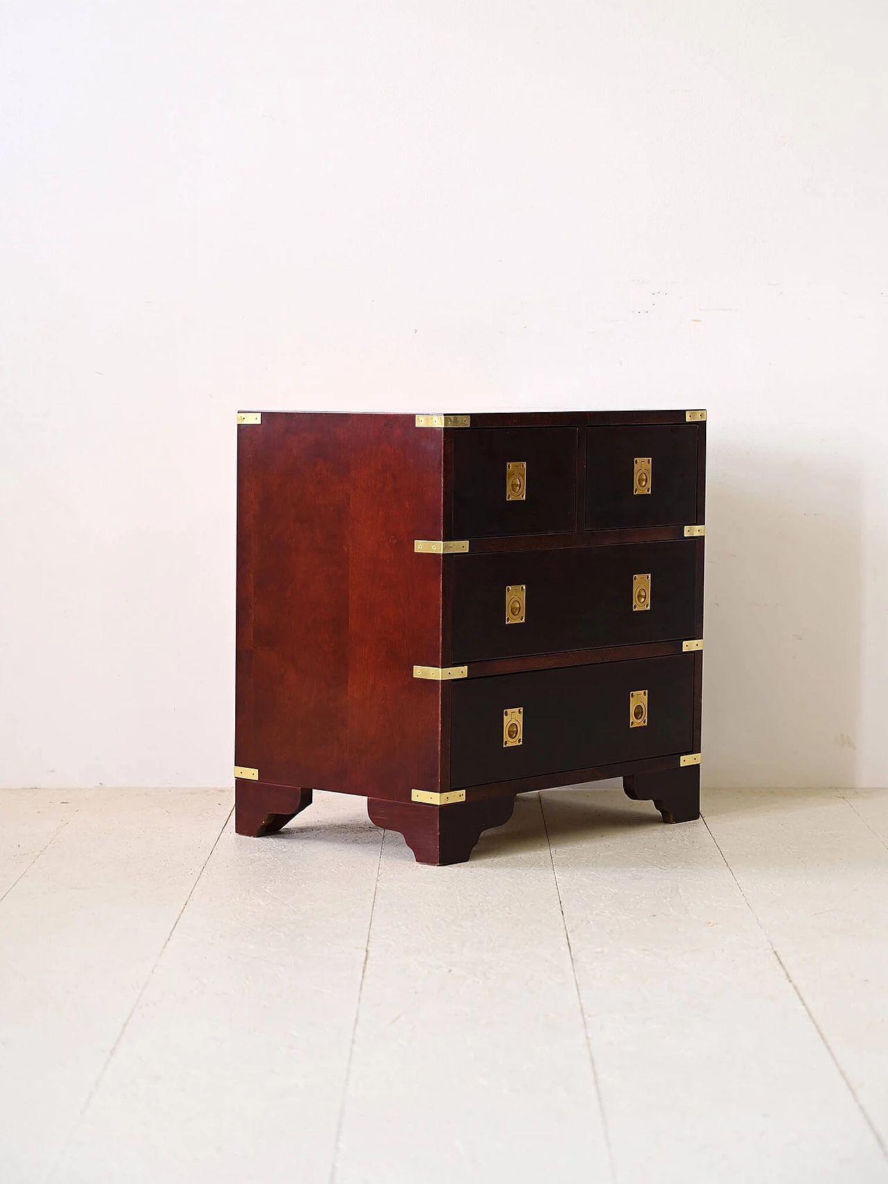 Scandinavian mahogany chest of drawers with gilded metal details, 1960s 3