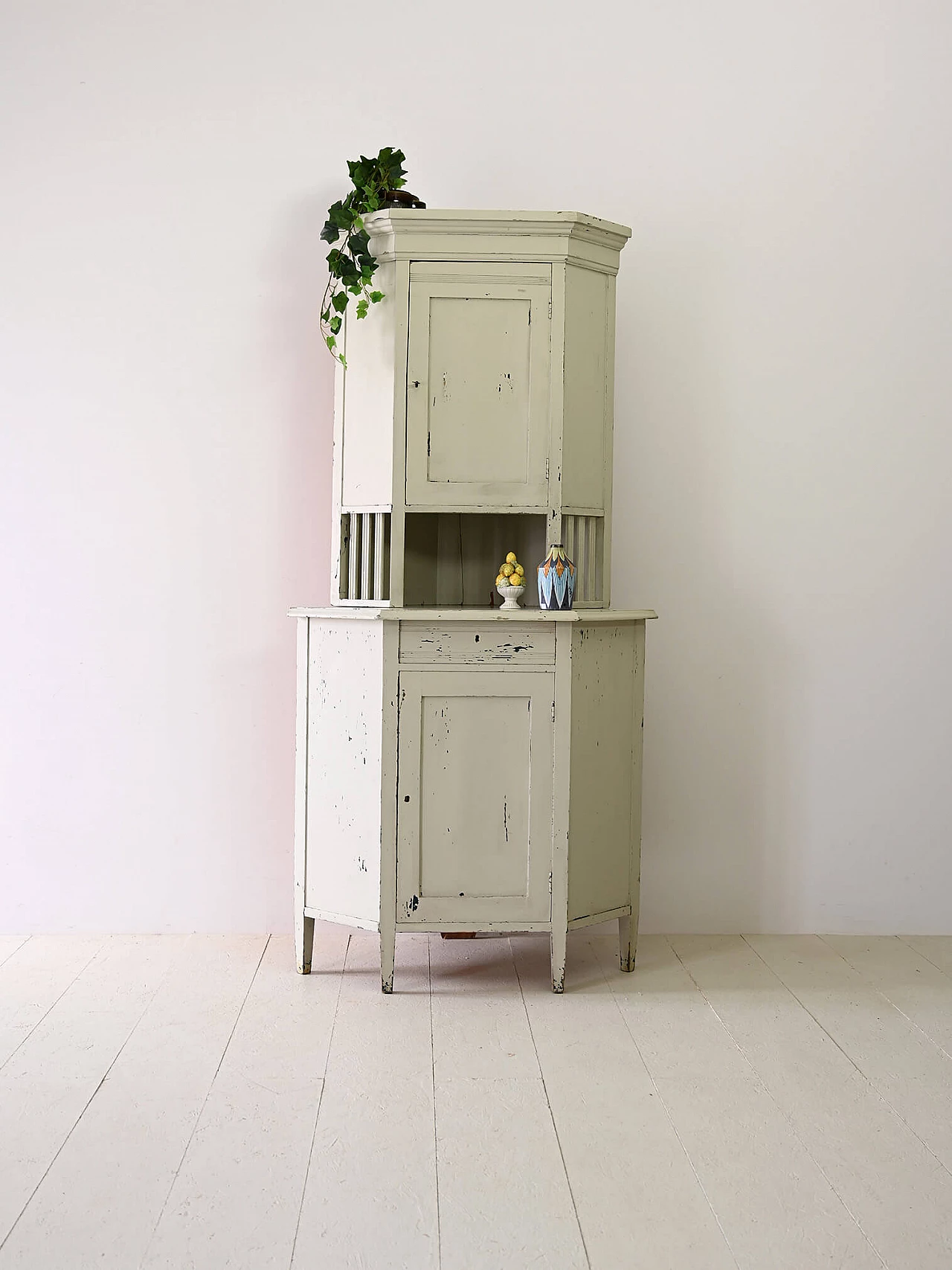 Scandinavian white painted wood corner cabinet, 1930s 2