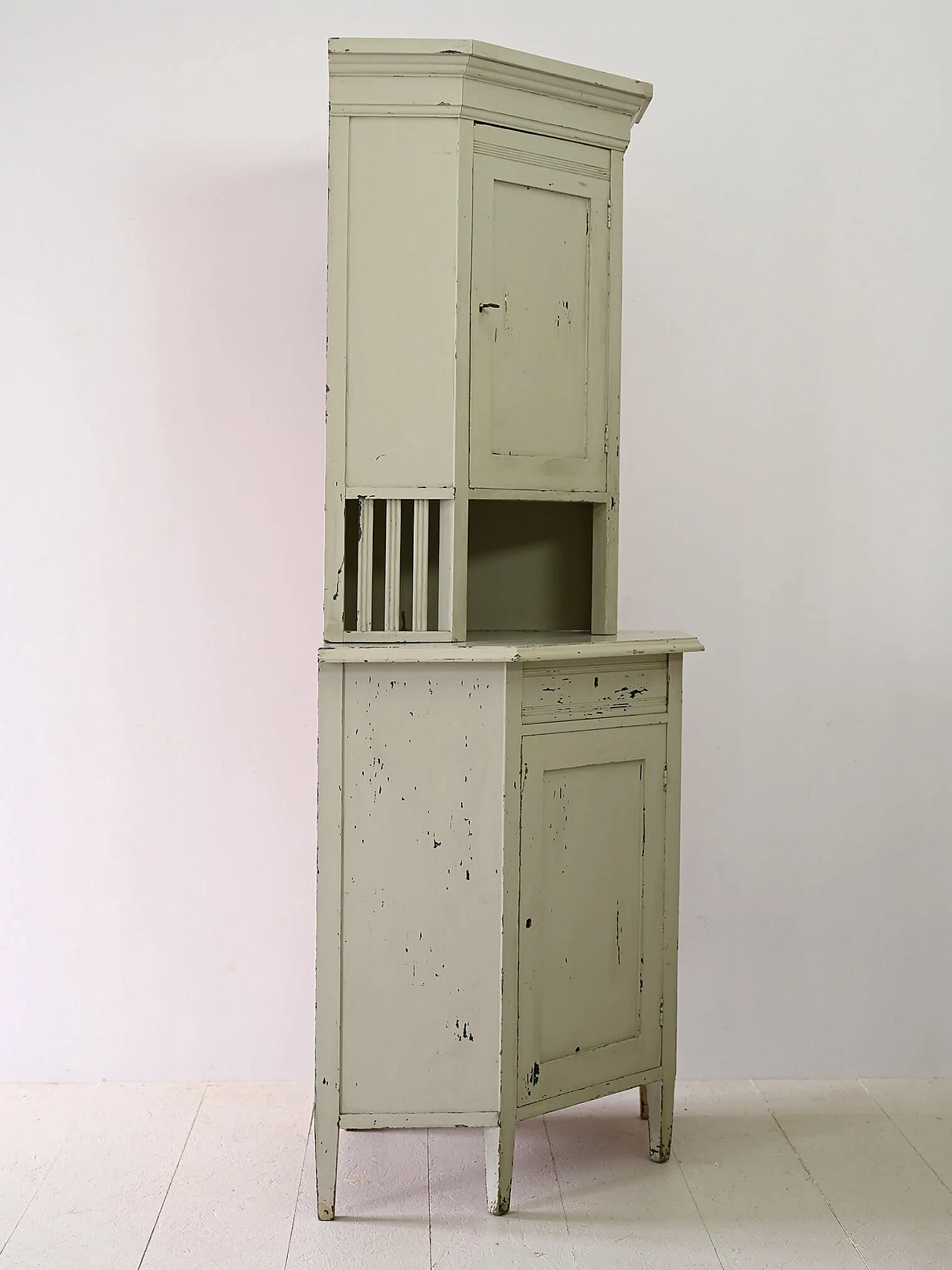 Scandinavian white painted wood corner cabinet, 1930s 5
