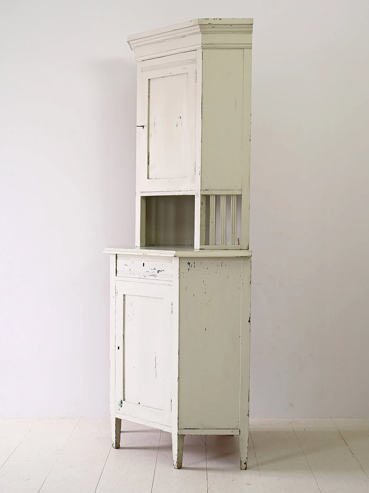 Scandinavian white painted wood corner cabinet, 1930s 6