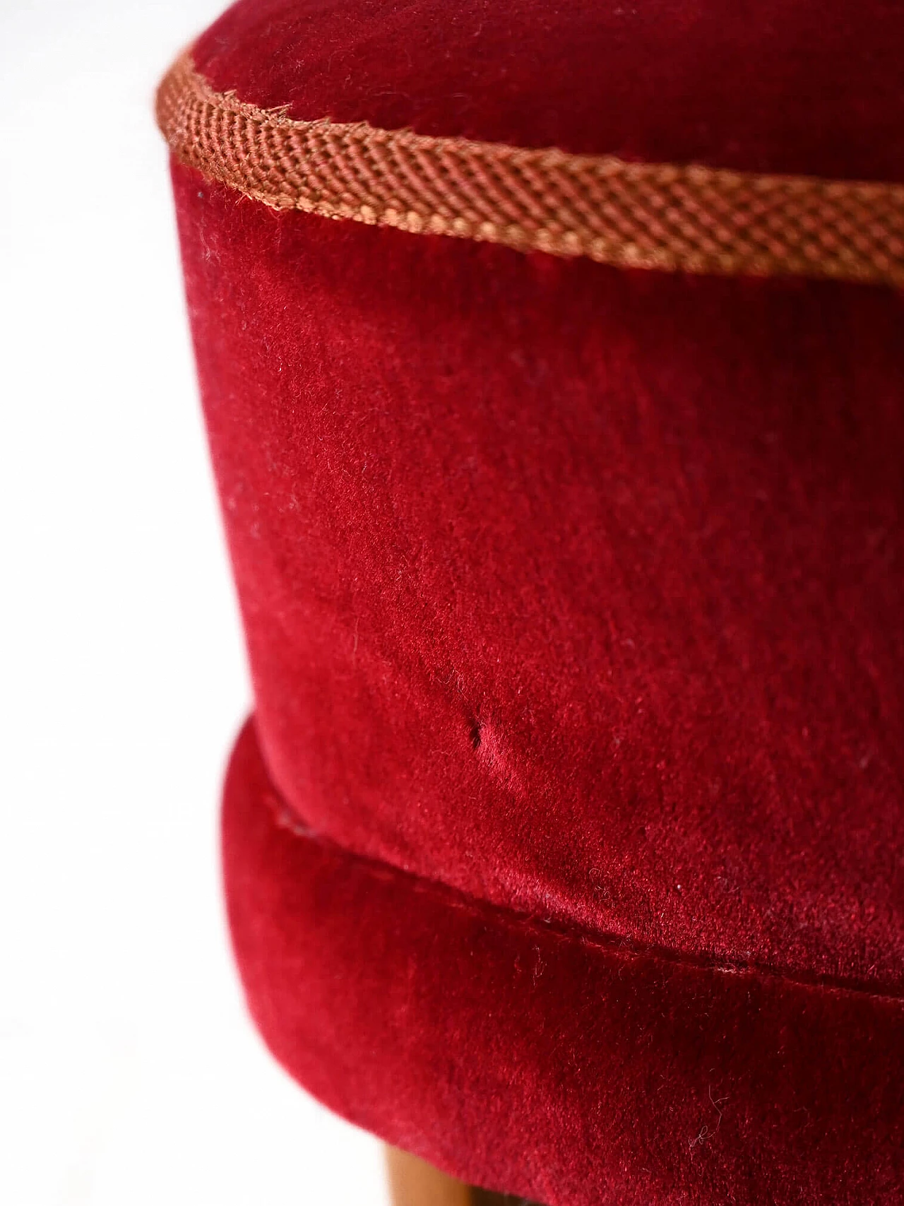 Scandinavian wood and red velvet armchair, 1940s 8