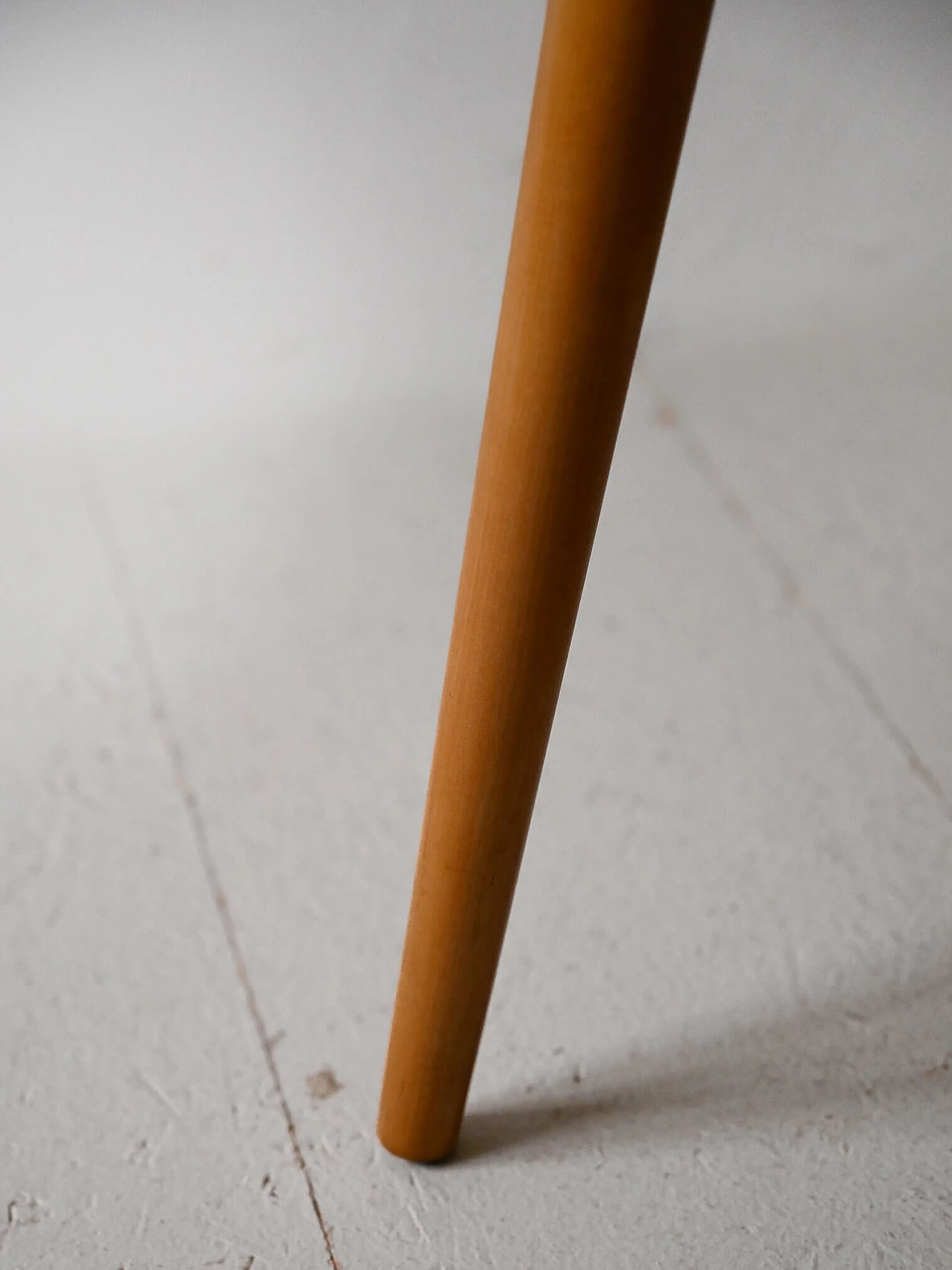 Scandinavian wood and long pile fabric stool, 1960s 7