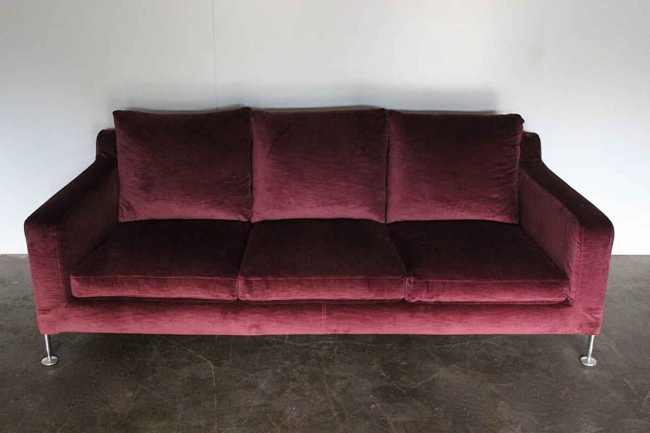 Harry sofa by Antonio Citterio for B&B Italia in Maxalto purple velvet 1
