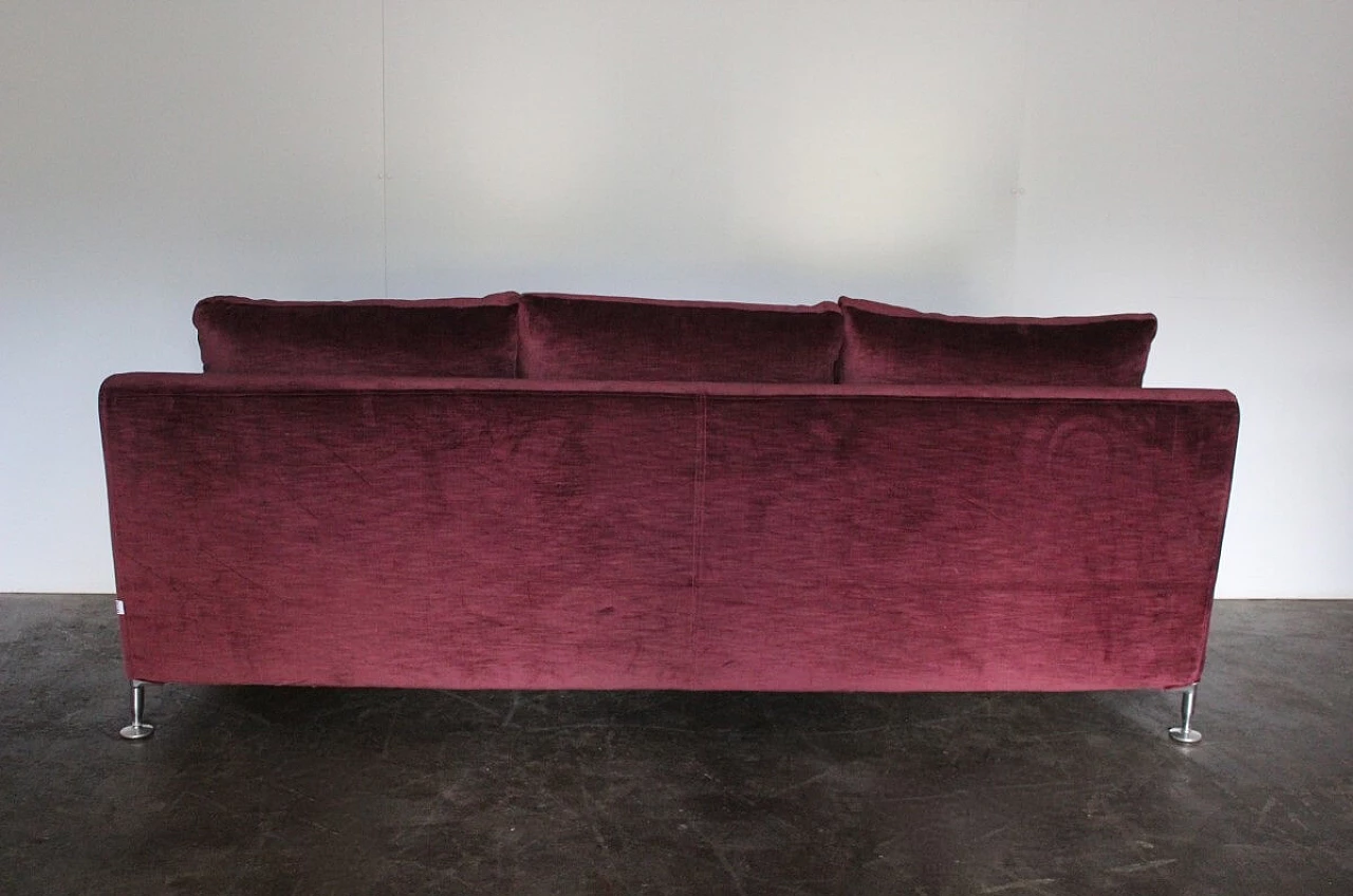Harry sofa by Antonio Citterio for B&B Italia in Maxalto purple velvet 2