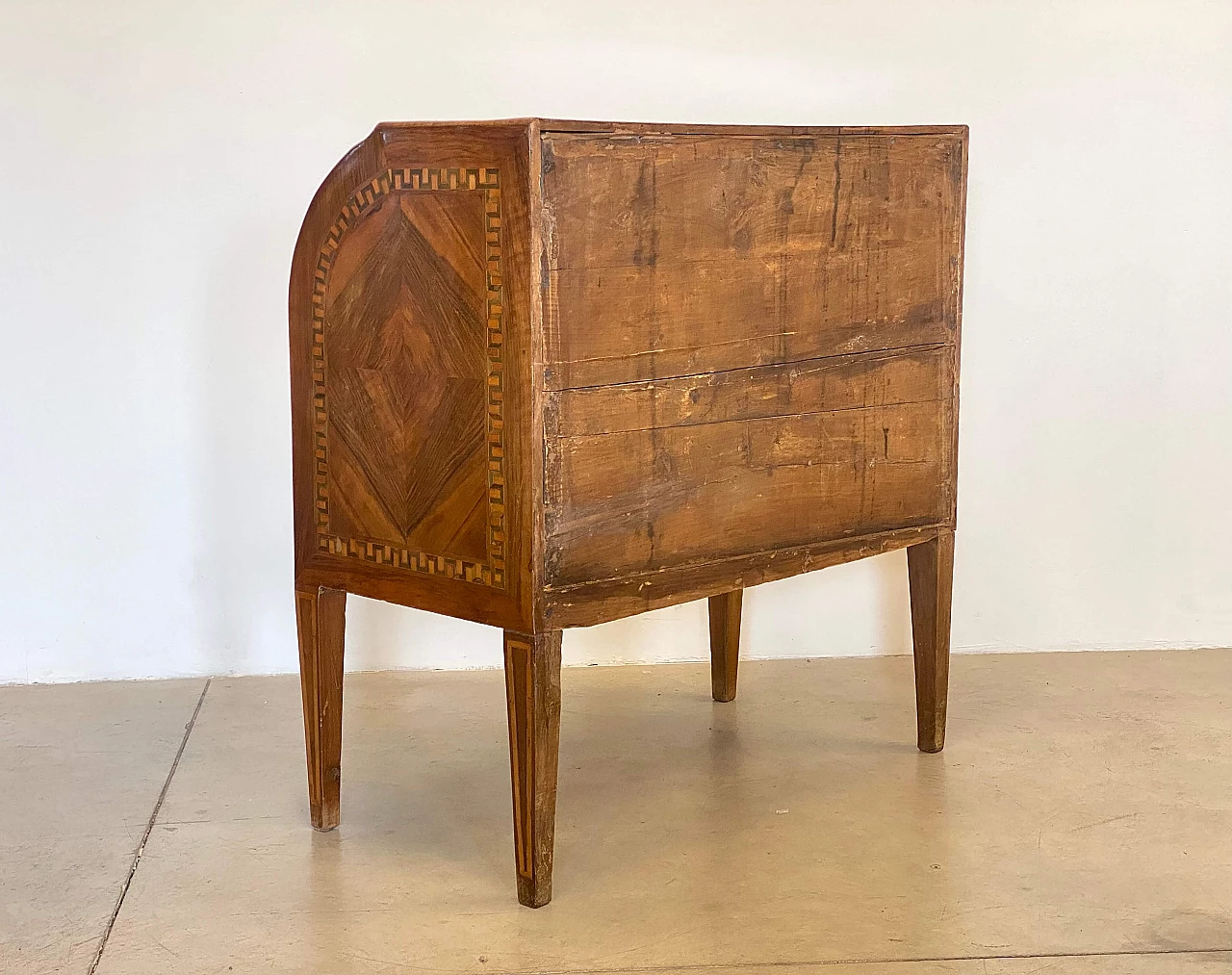 Louis XVI panelled and inlaid walnut roller writing desk, 18th century 19