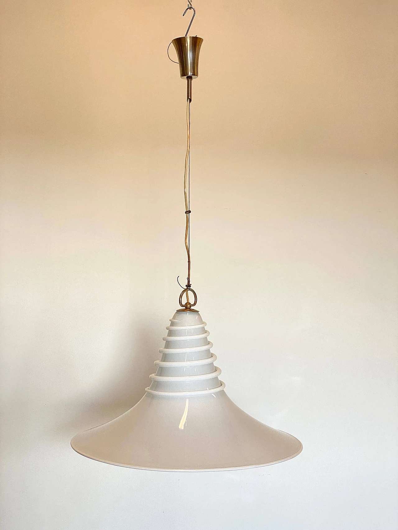 White Murano glass chandelier, 1980s 3