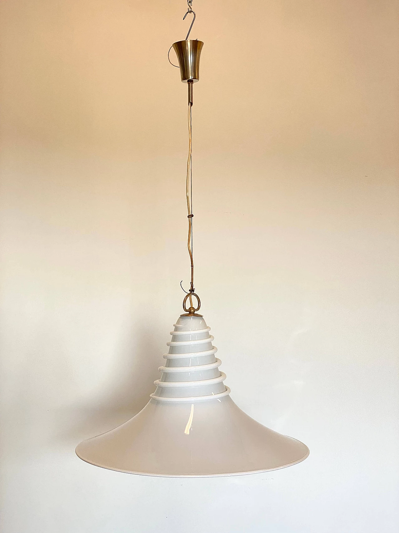 White Murano glass chandelier, 1980s 4