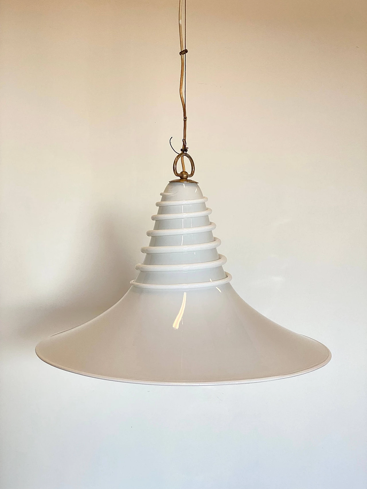 White Murano glass chandelier, 1980s 5