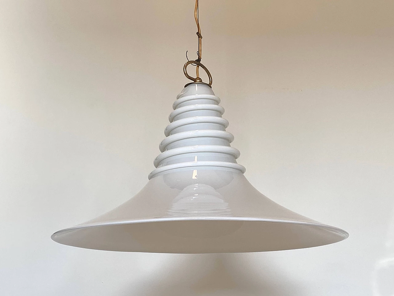 White Murano glass chandelier, 1980s 9