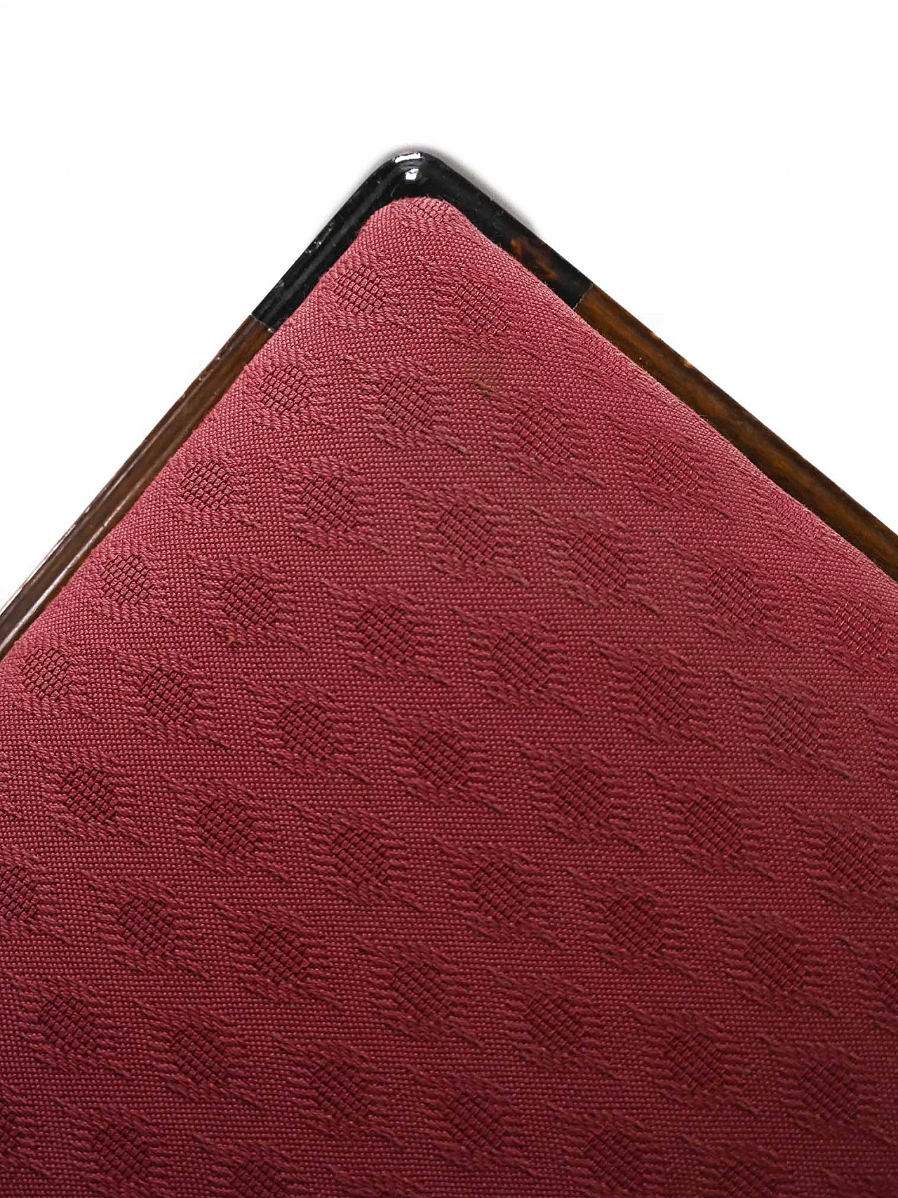 Scandinavian wooden stool with red fabric seat, 1960s 5