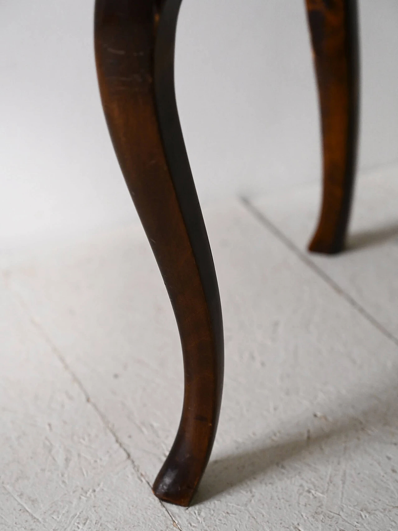 Scandinavian wooden stool with red fabric seat, 1960s 7