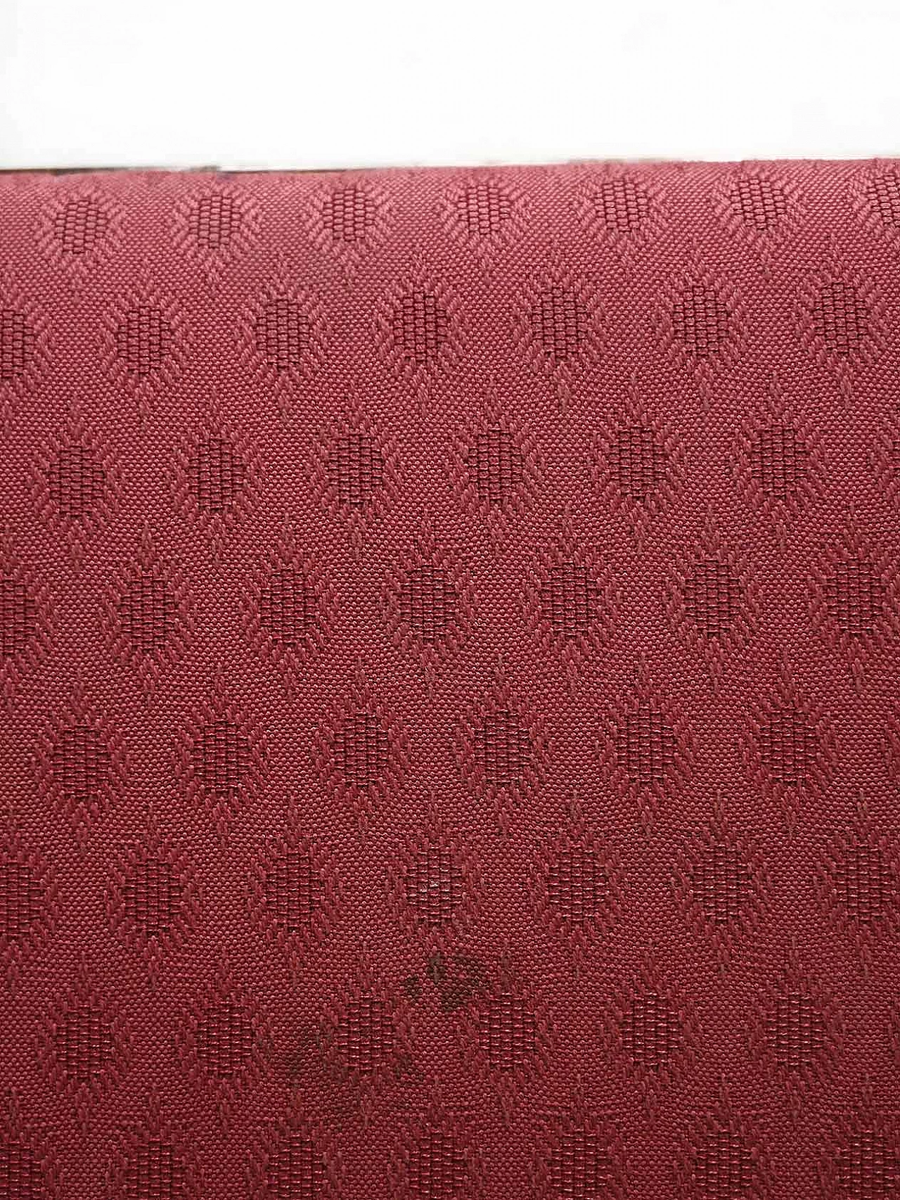 Scandinavian wooden stool with red fabric seat, 1960s 10