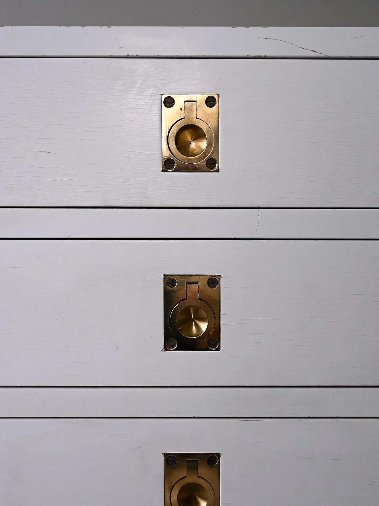 Cassettiera a sei cassetti in legno dipinto bianco, anni '60 11