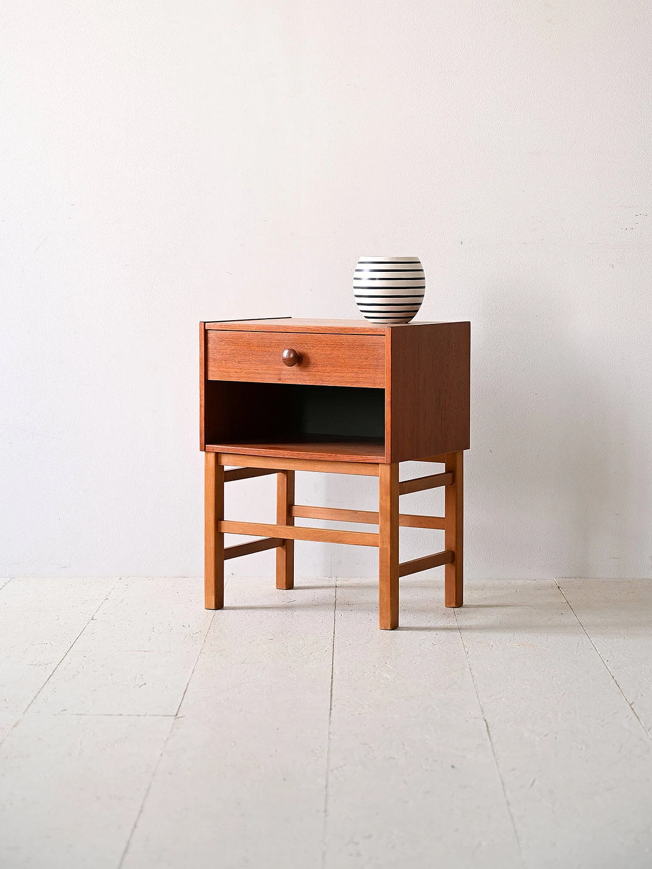Swedish squared wooden bedside table, 1960s 2