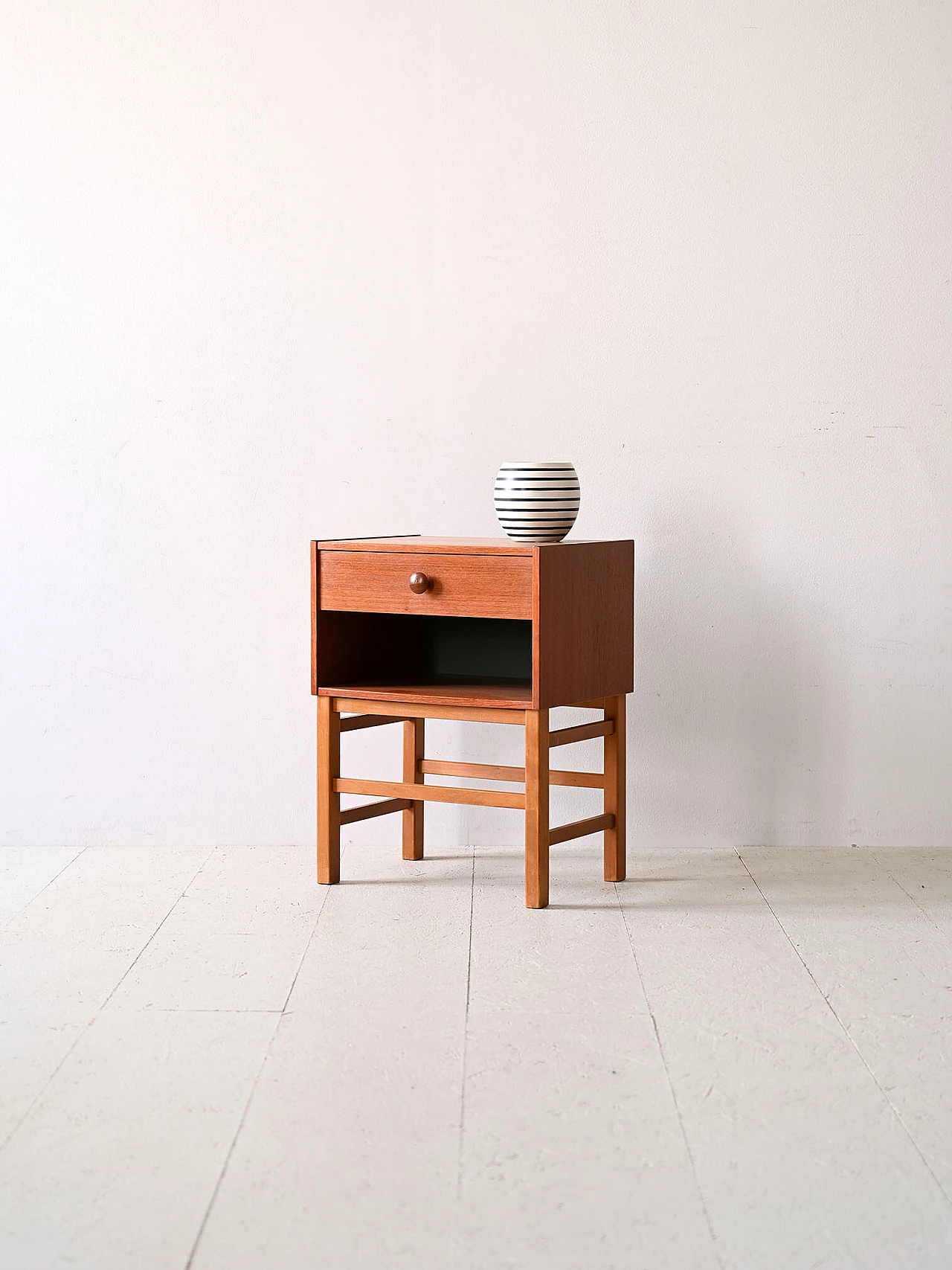 Swedish squared wooden bedside table, 1960s 3