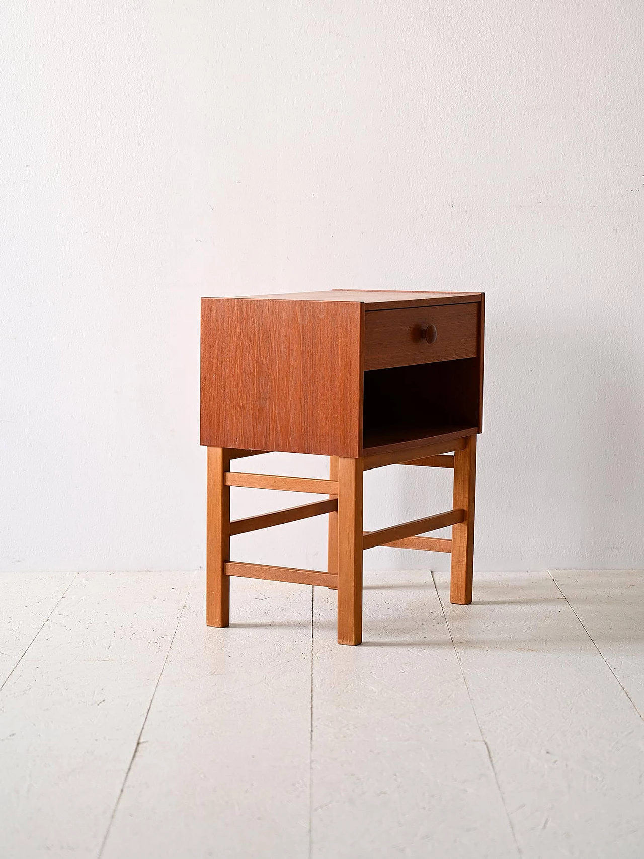 Swedish squared wooden bedside table, 1960s 4