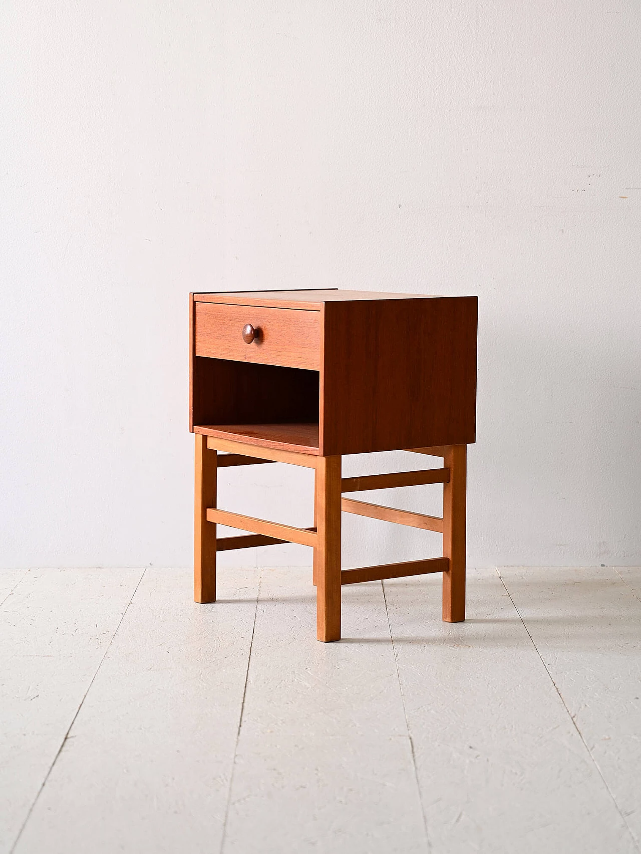 Swedish squared wooden bedside table, 1960s 5