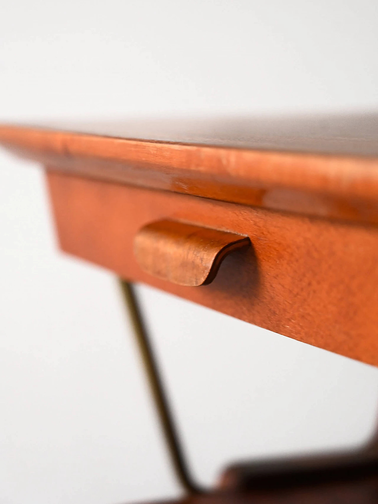 Scandinavian mahogany bedside table with gilded metal details, 1960s 7