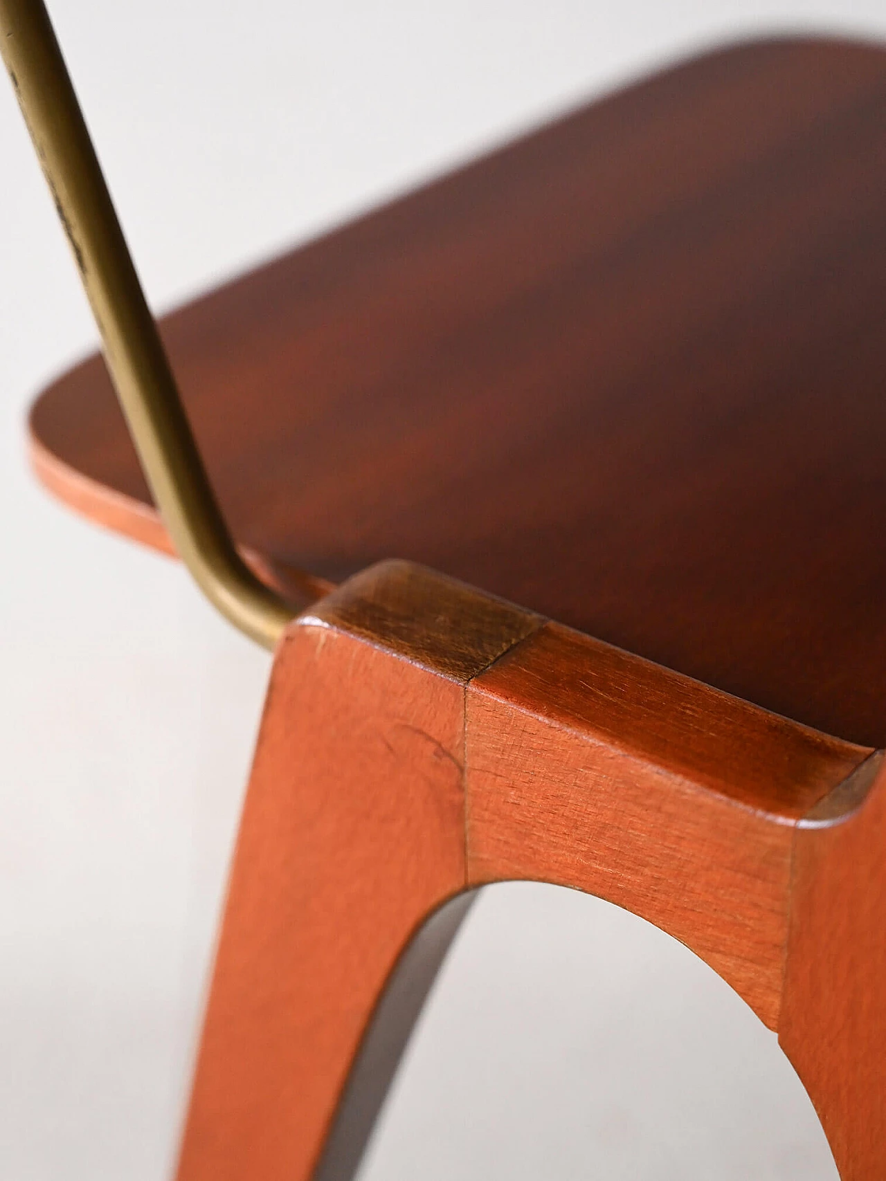 Scandinavian mahogany bedside table with gilded metal details, 1960s 8