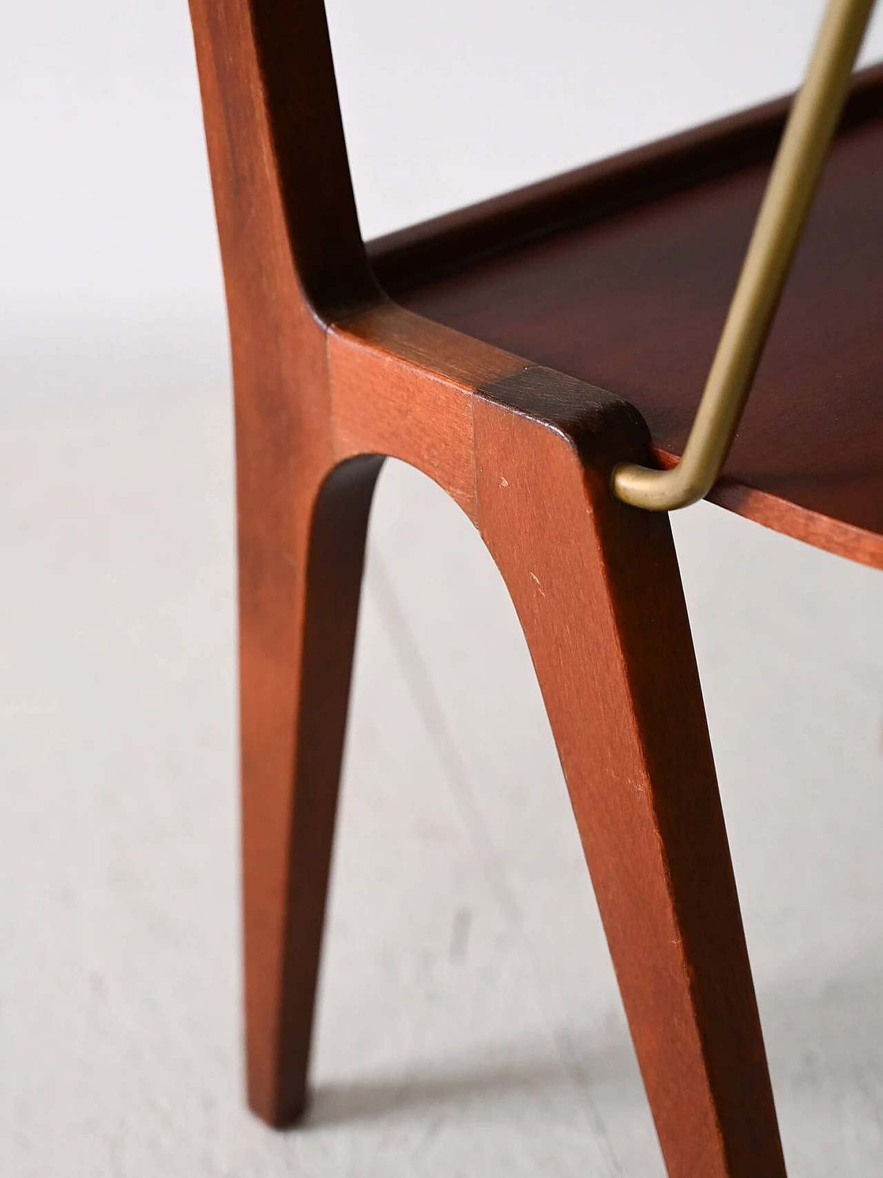 Scandinavian mahogany bedside table with gilded metal details, 1960s 9