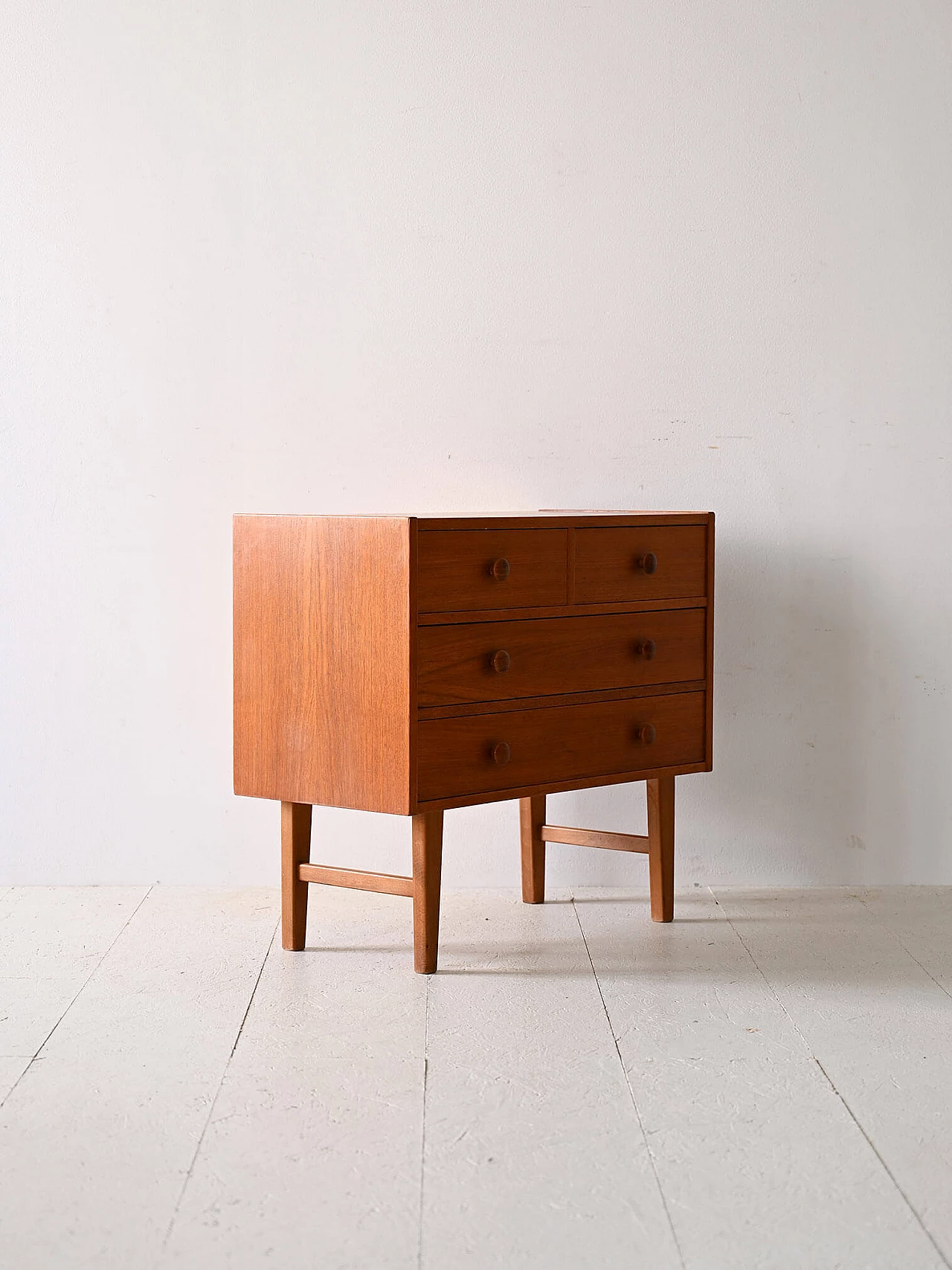 Scandinavian teak chest of drawers with carved handles, 1960s 4