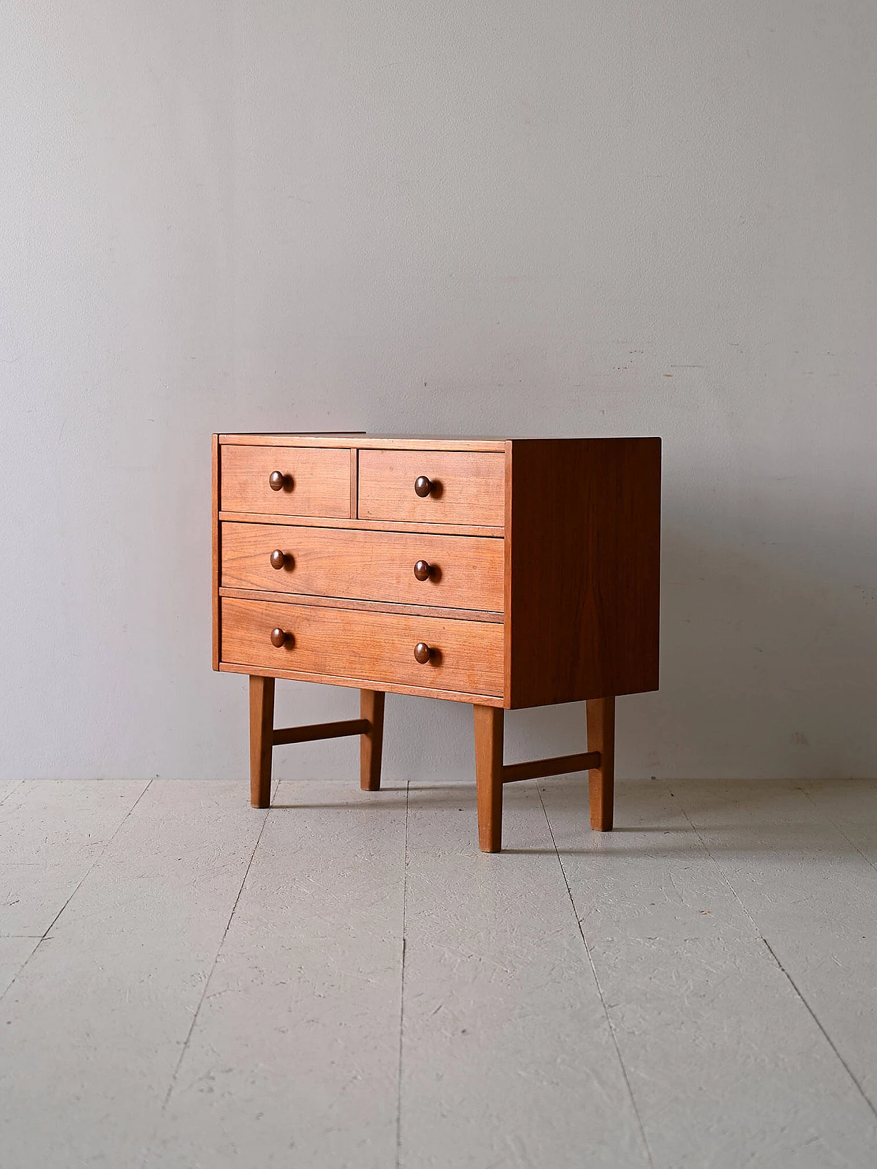 Scandinavian teak chest of drawers with carved handles, 1960s 5