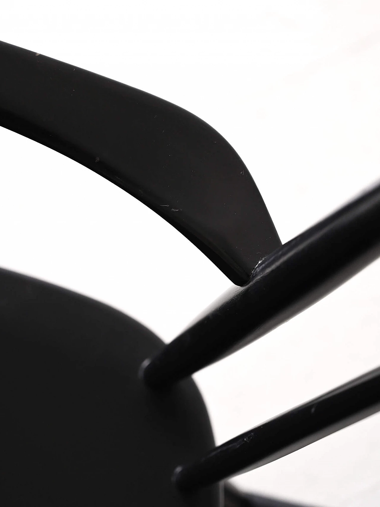 Sedia a dondolo scandinava in legno tinto nero, anni '60 5