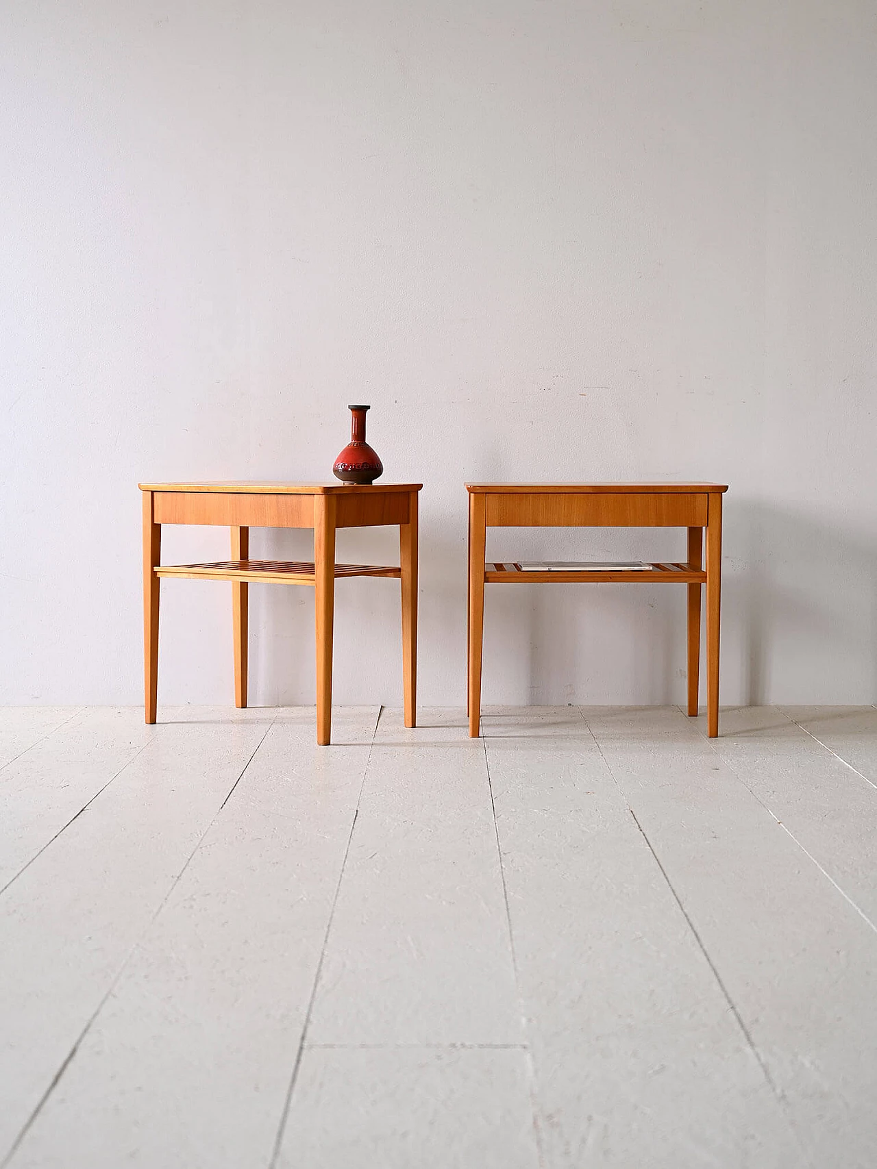 Pair of Scandinavian wooden bedside tables, 1960s 1